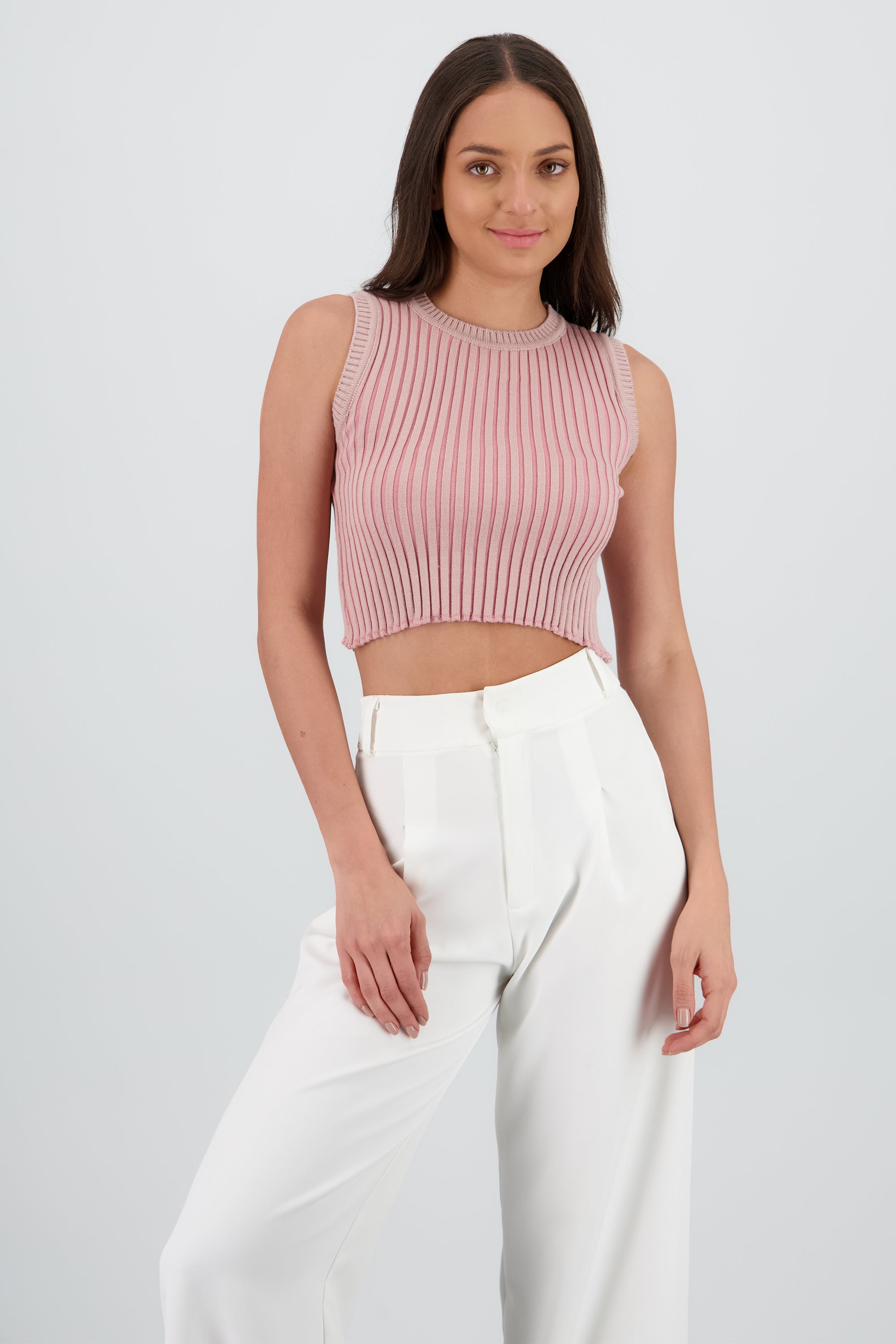 Top tejido bi color ROSA COMBO