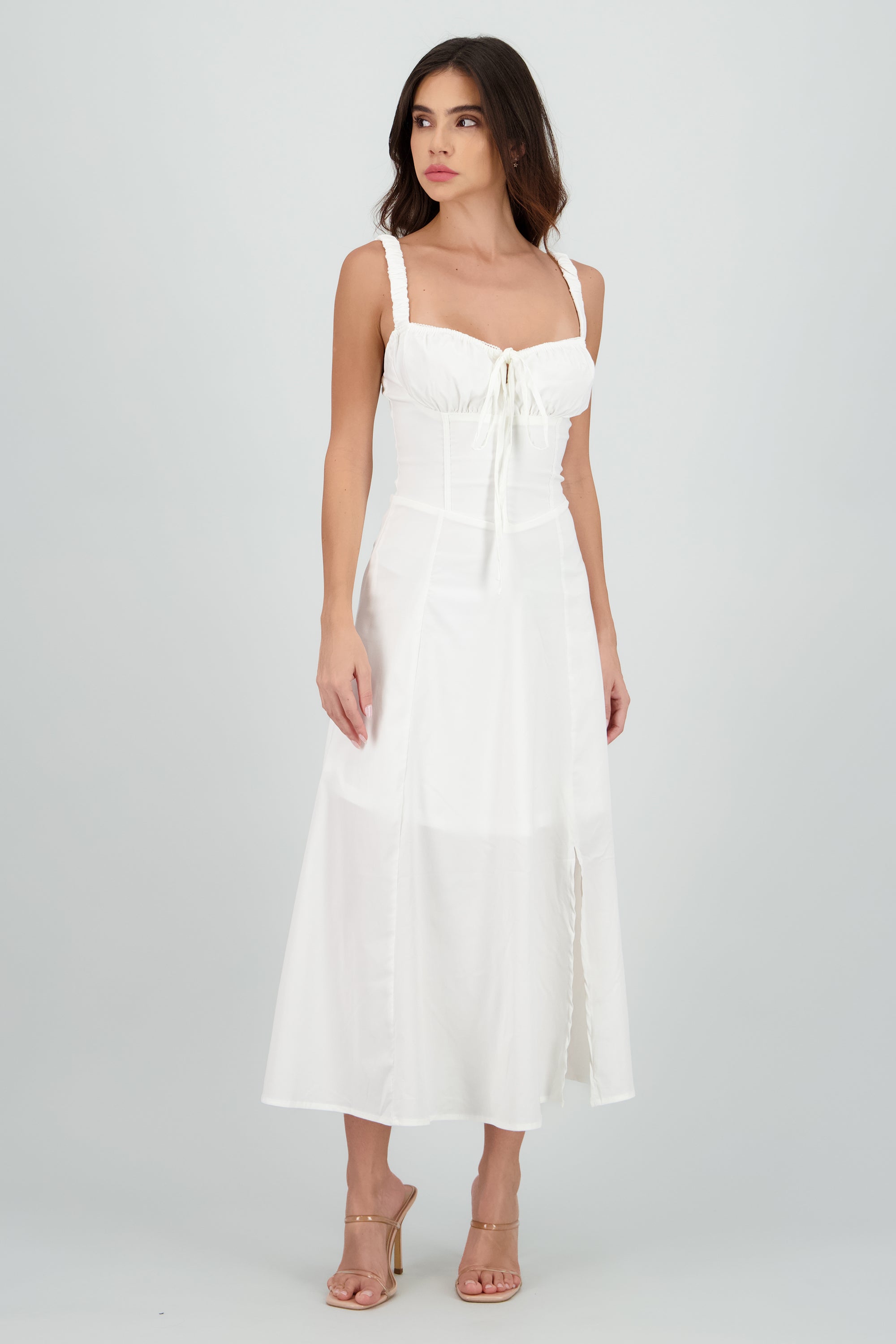 Vestido liso maxi BLANCO