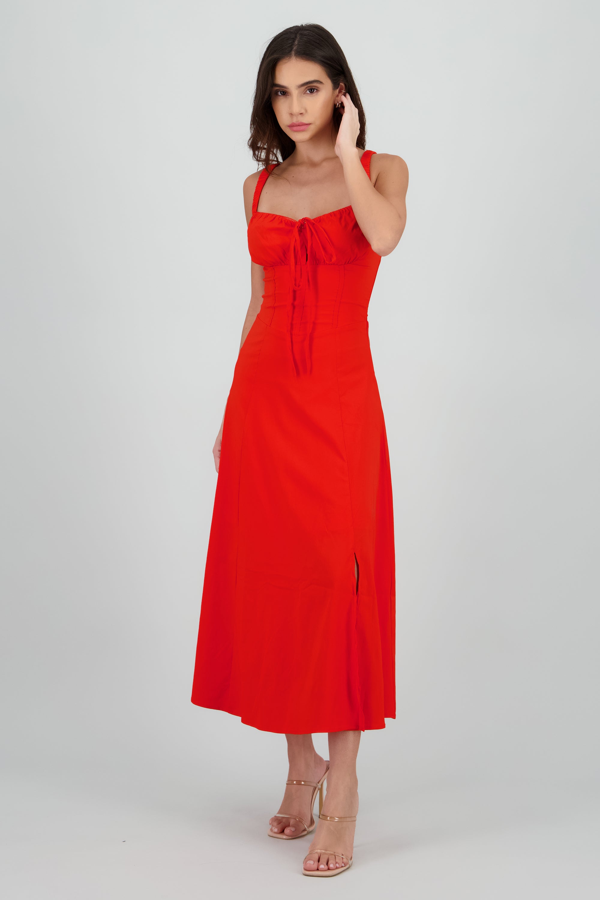 Vestido liso maxi ROJO