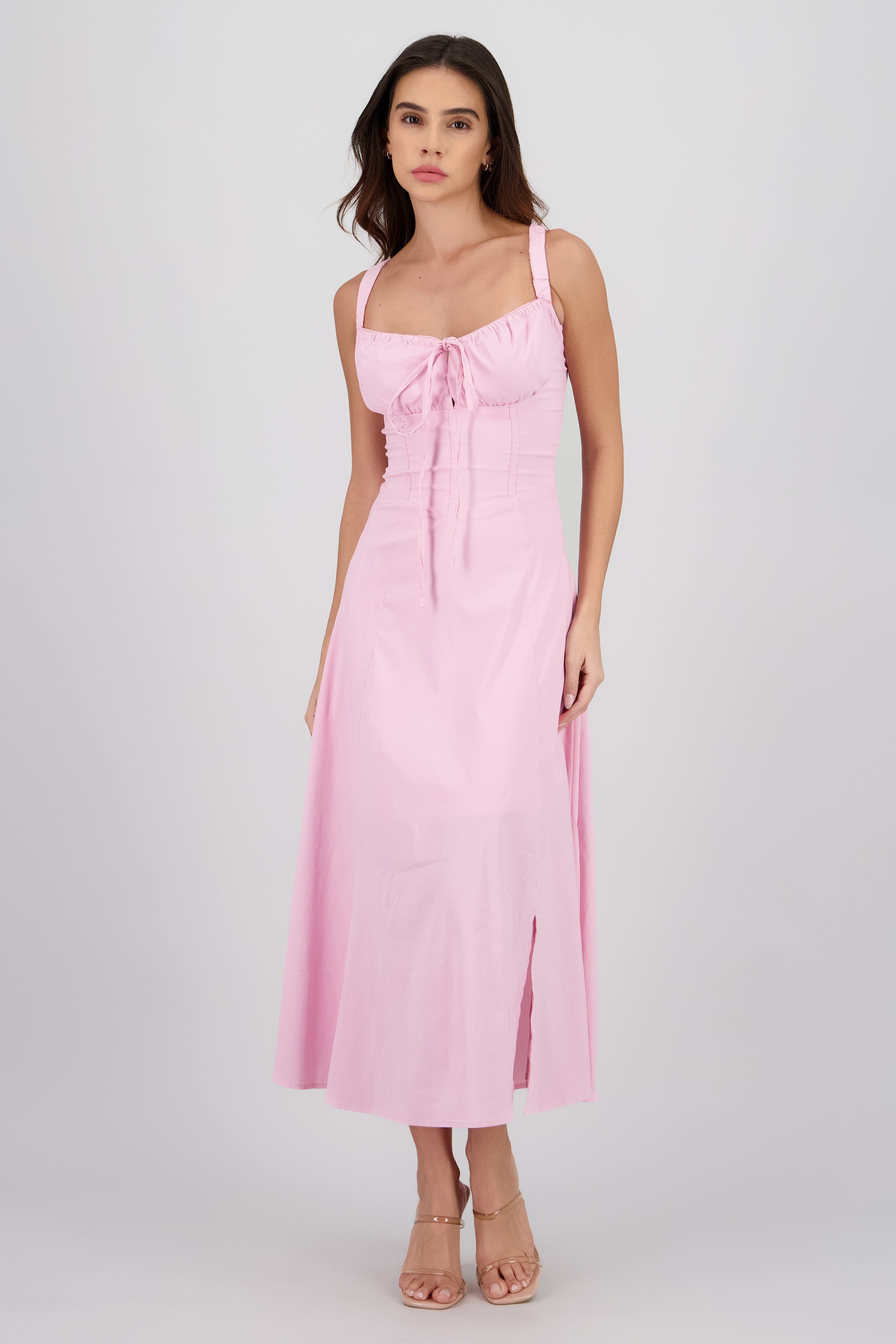 Vestido liso maxi ROSA PASTEL