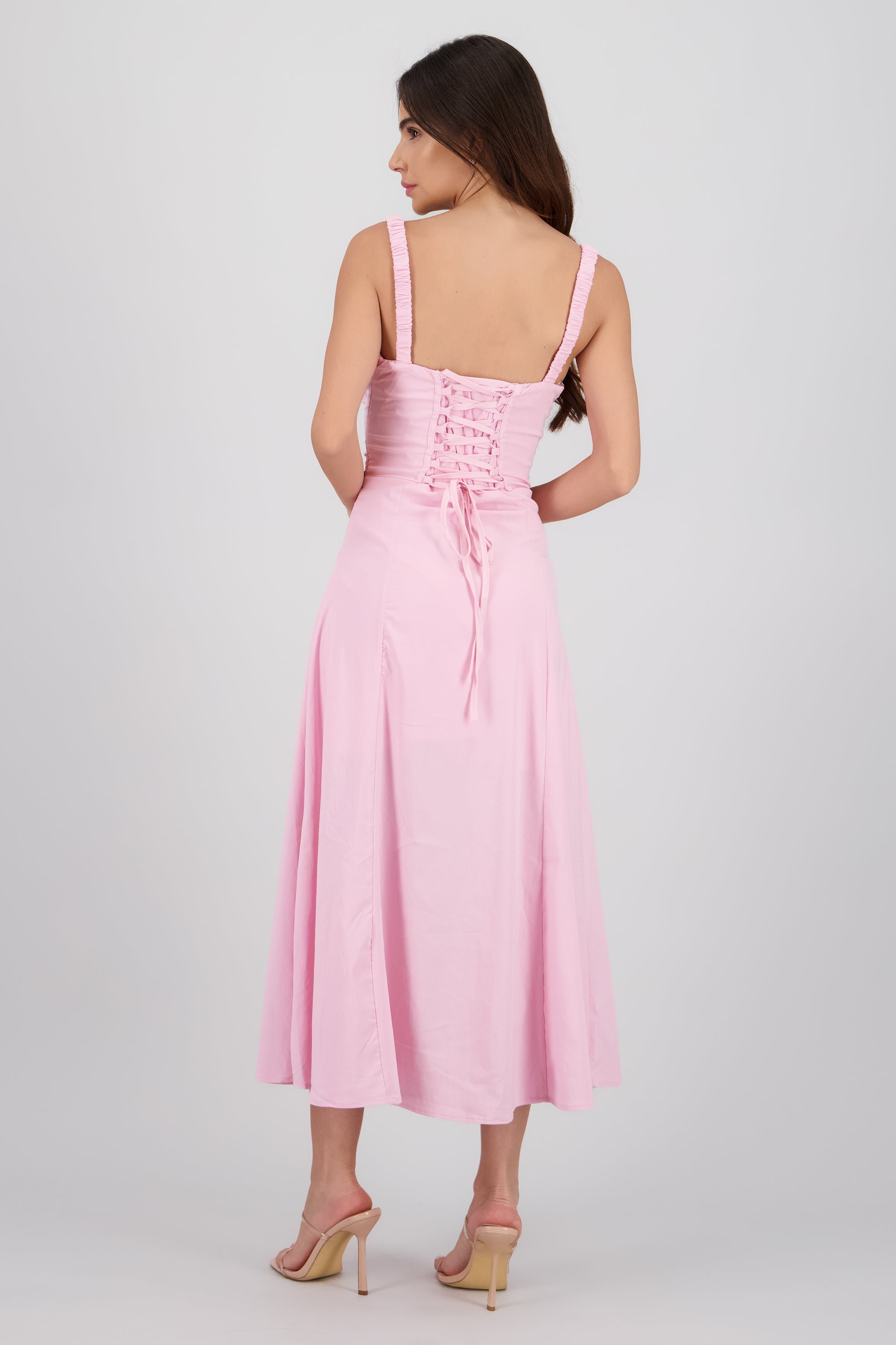 Vestido liso maxi ROSA PASTEL