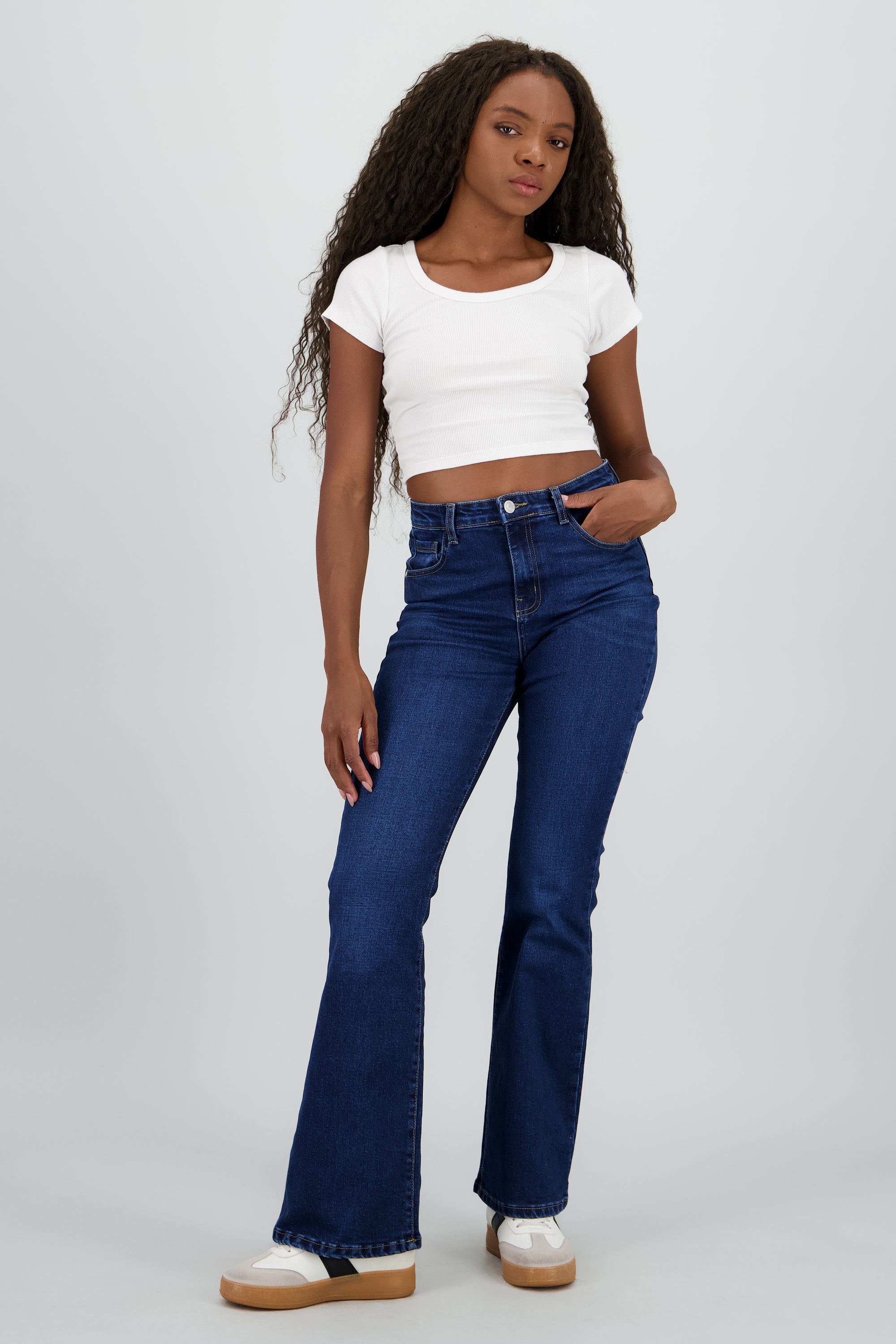 Jeans flare mid rise DARK WASH