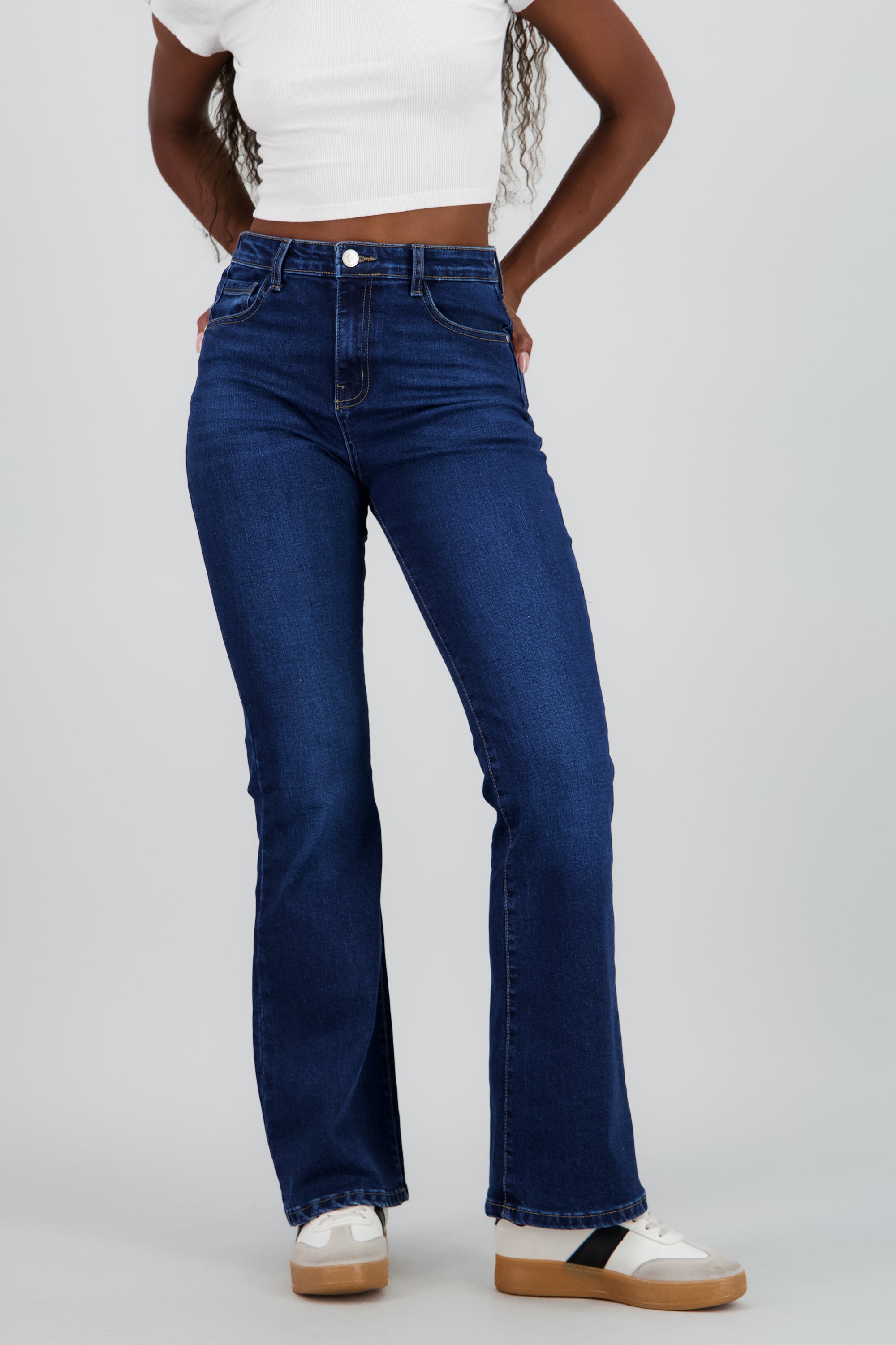 Jeans flare mid rise DARK WASH