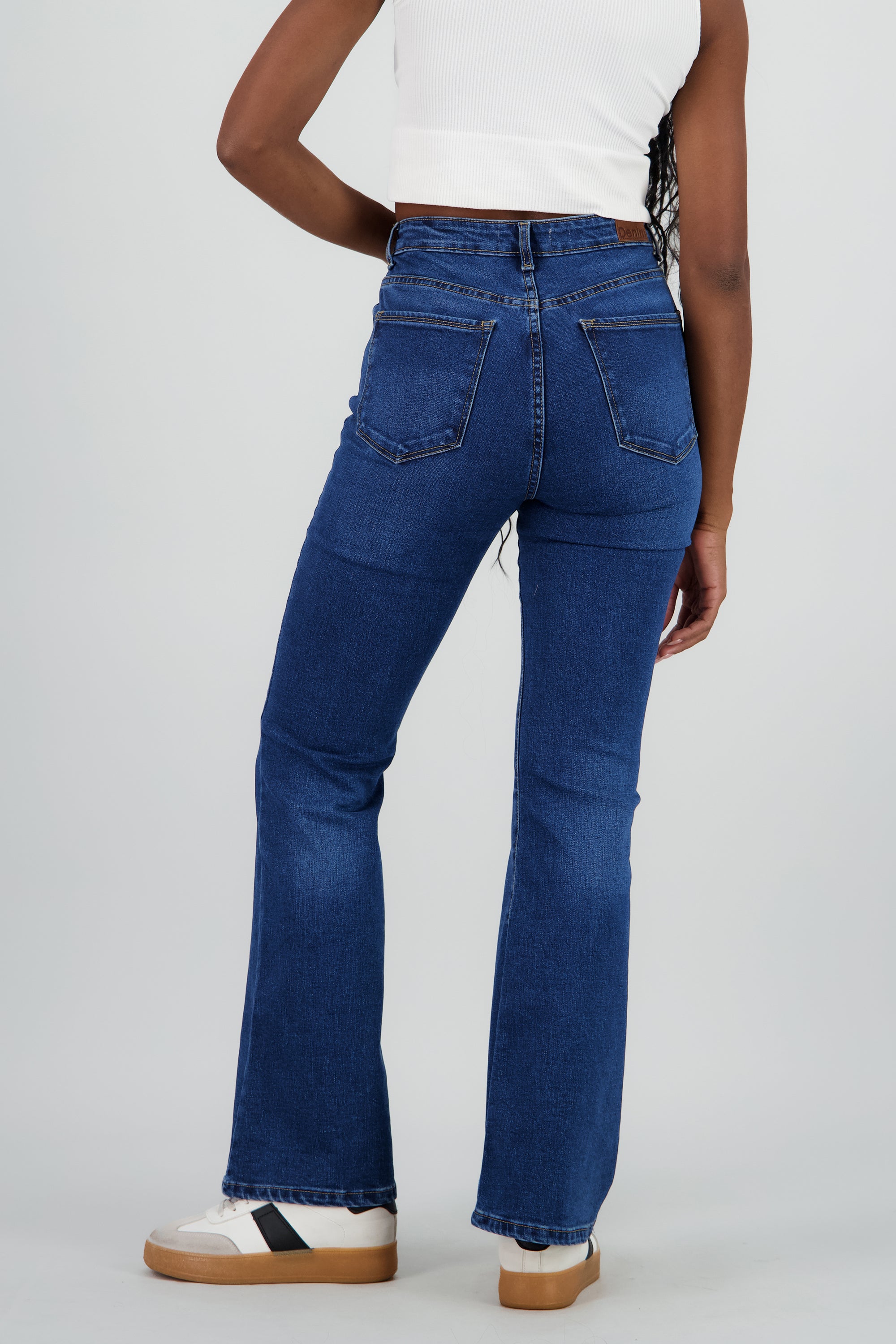 Jeans flare mid rise STONE