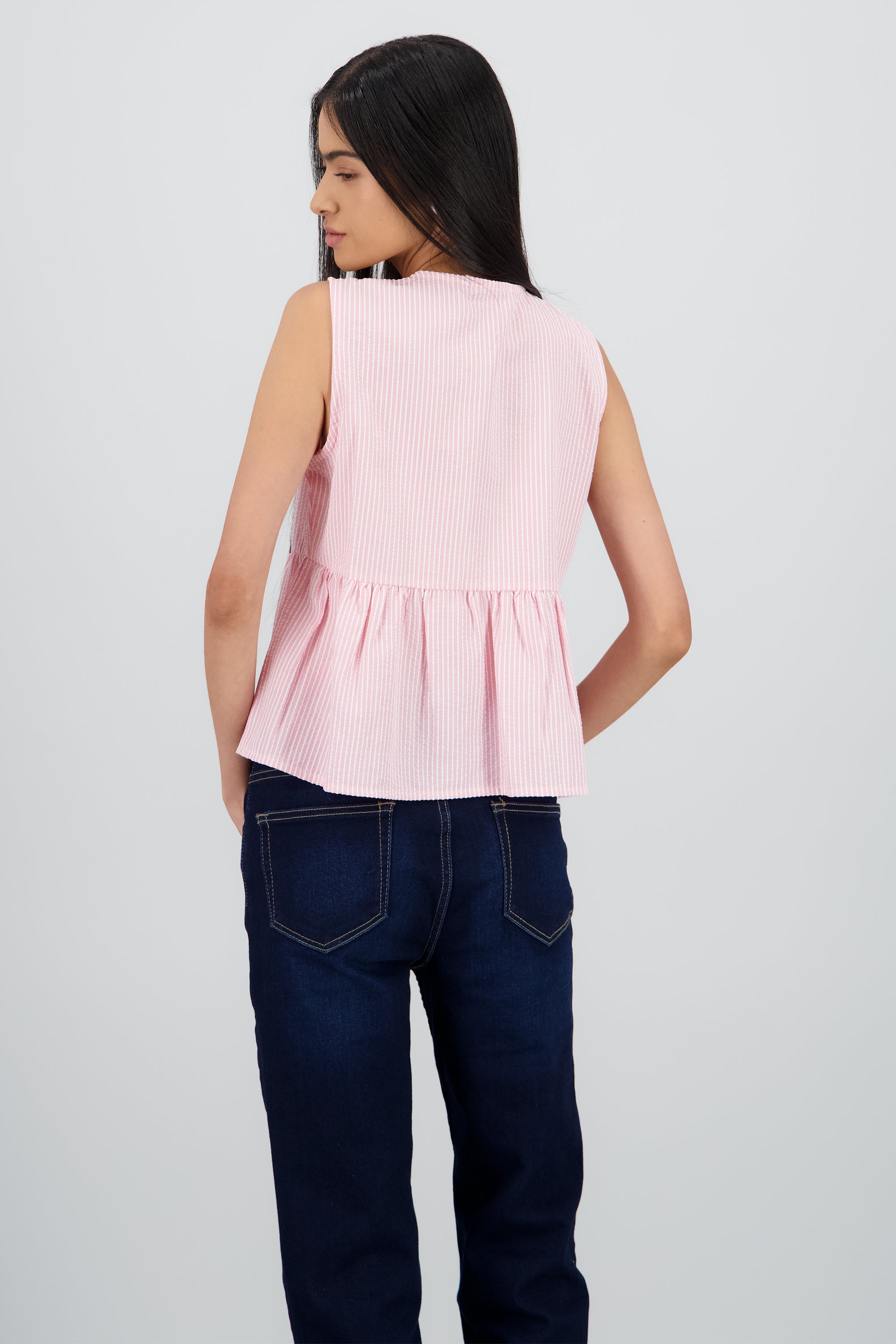 Blusa sin manga detalle olan lazos ROSA COMBO