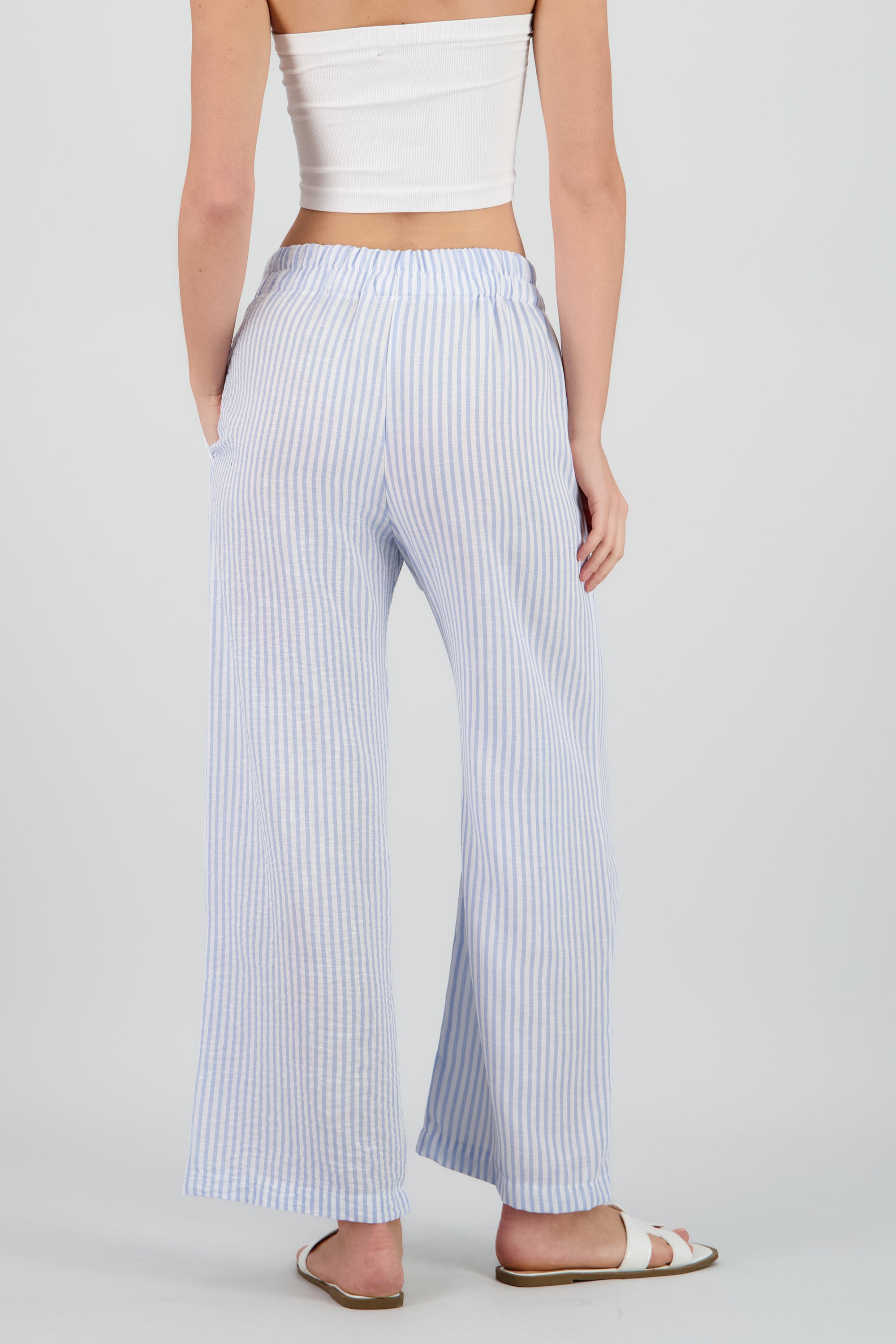 Pantalon fluido estampado rayas AZUL PASTEL
