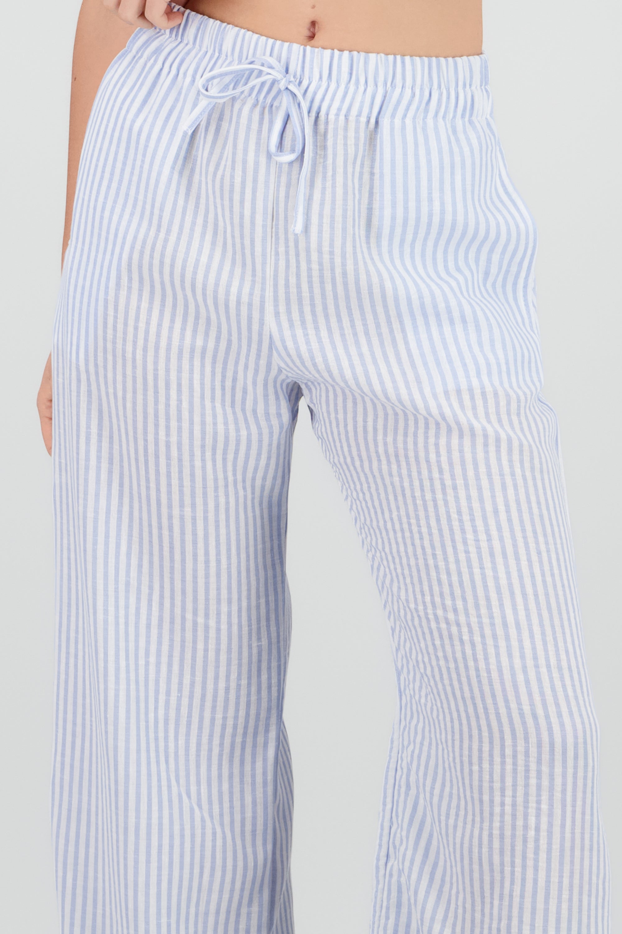 Pantalon fluido estampado rayas AZUL PASTEL