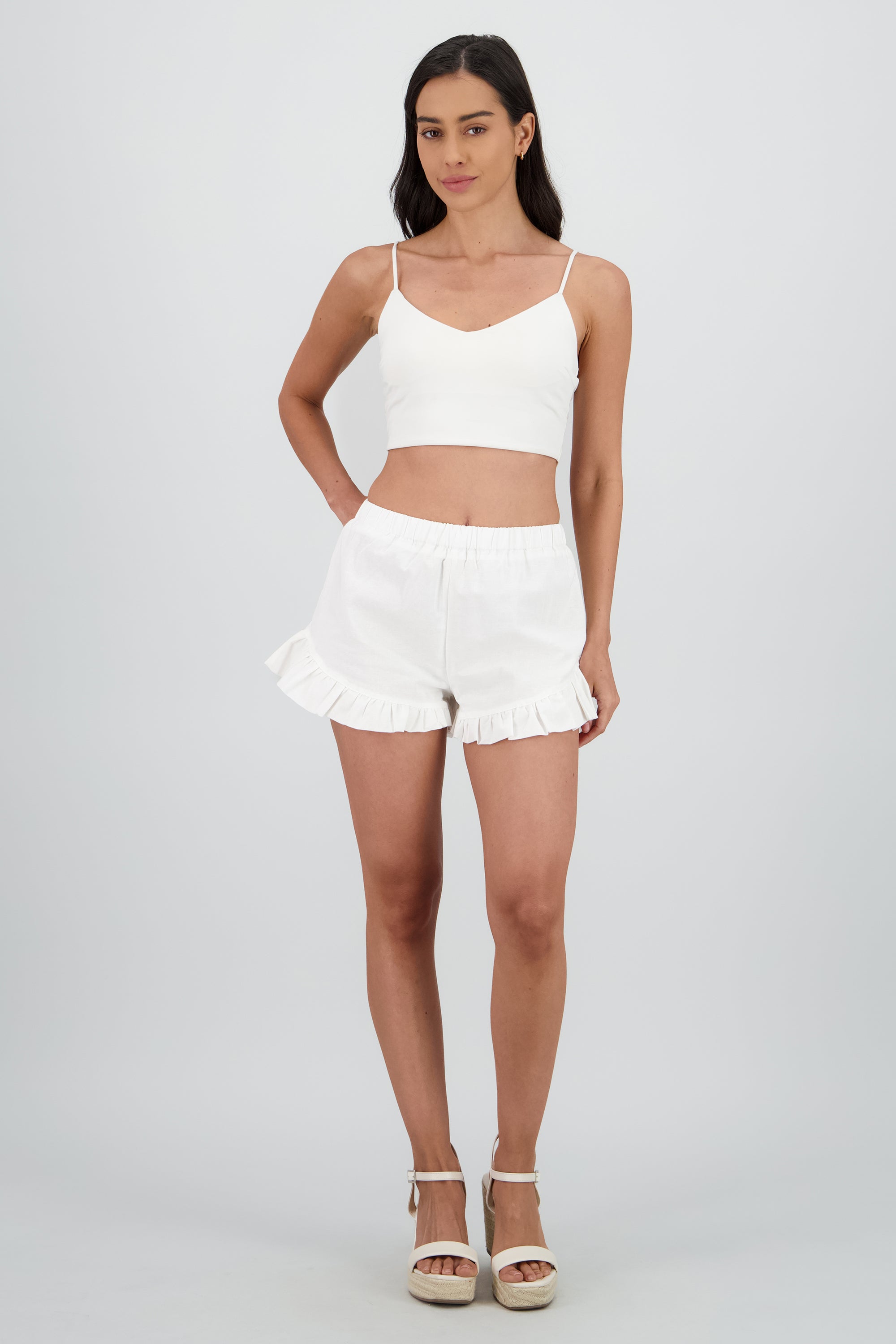 Short olanes en ruedo BLANCO