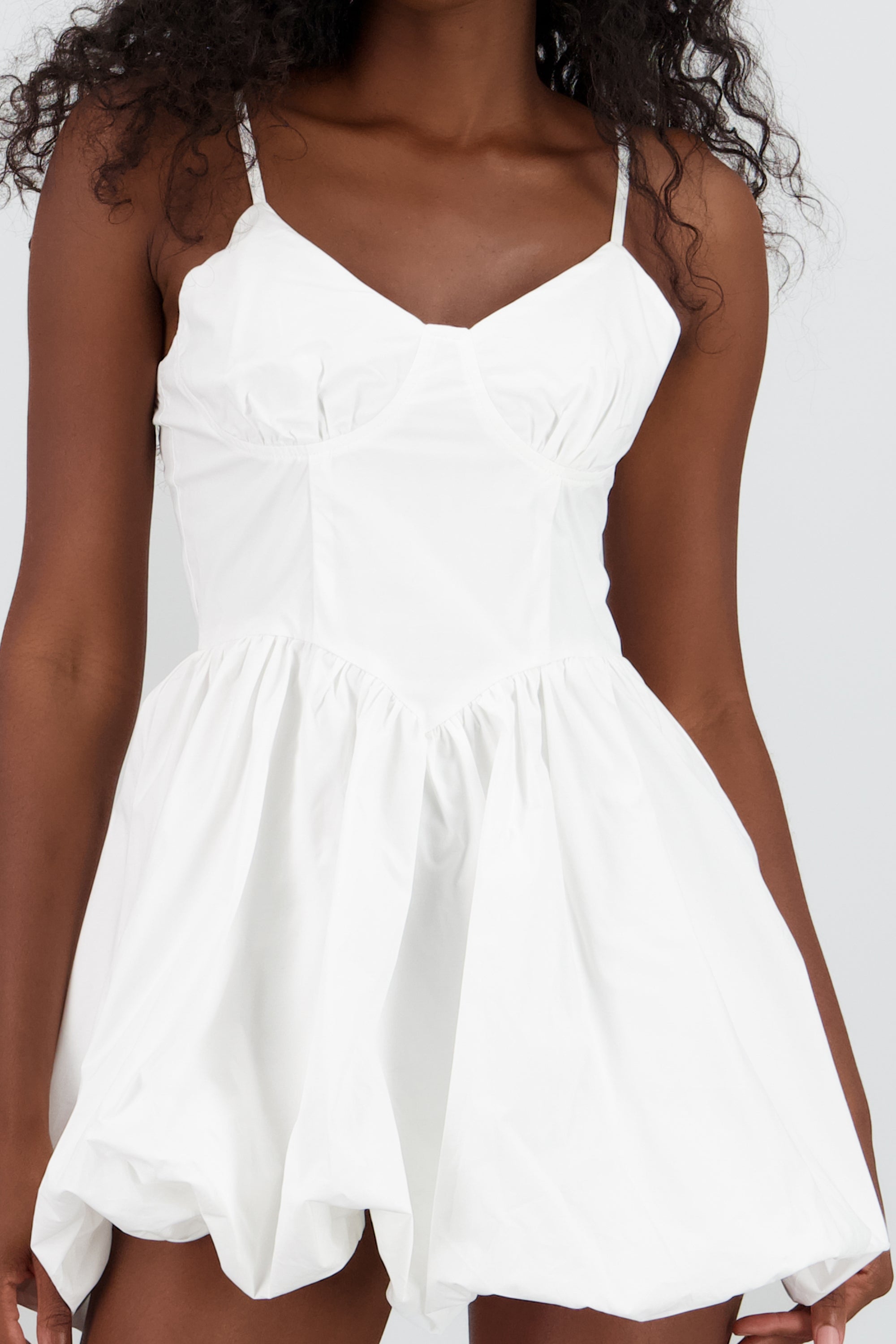 Vestido globo popelina BLANCO