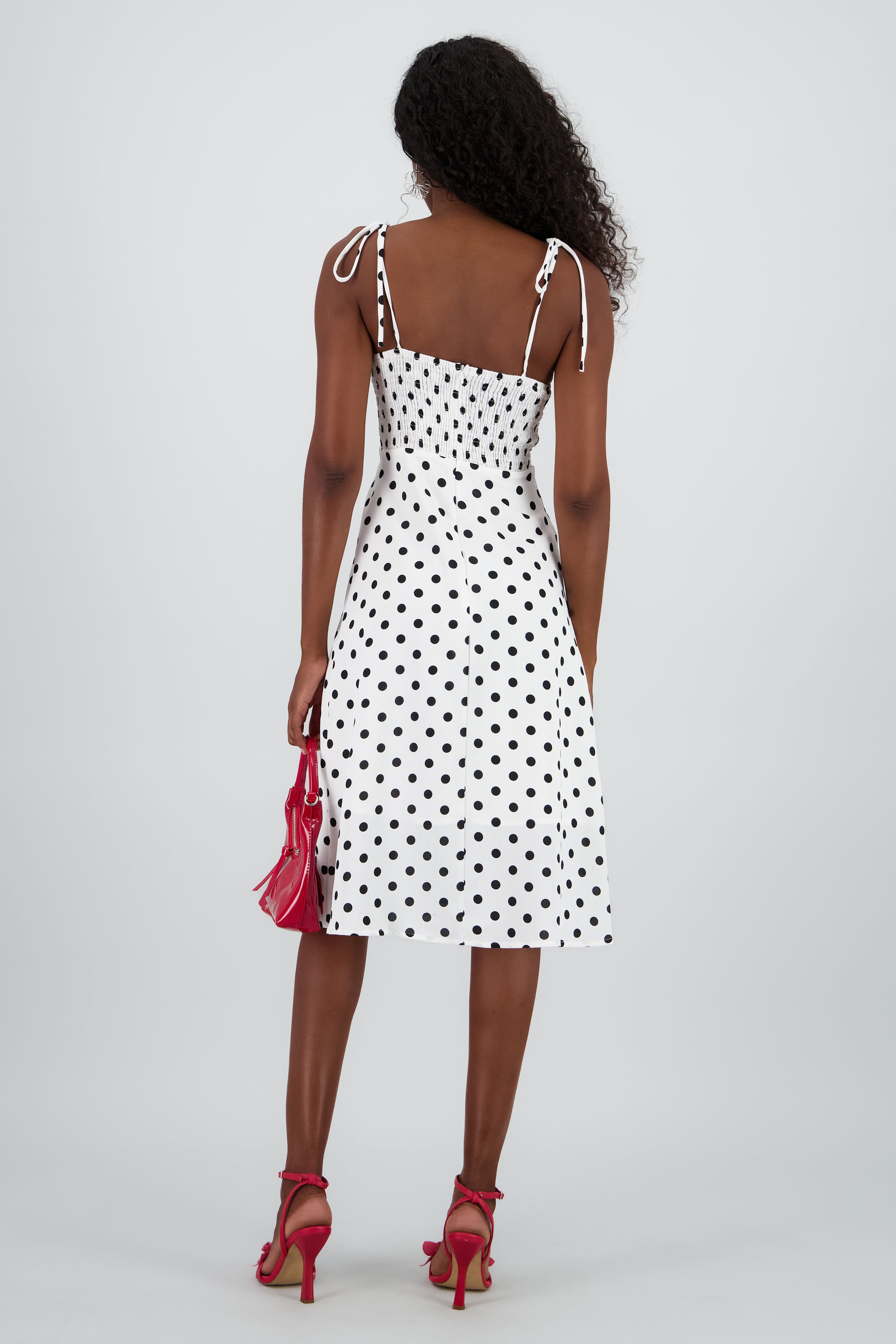 Vestido midi polka dot NEGRO BLANCO