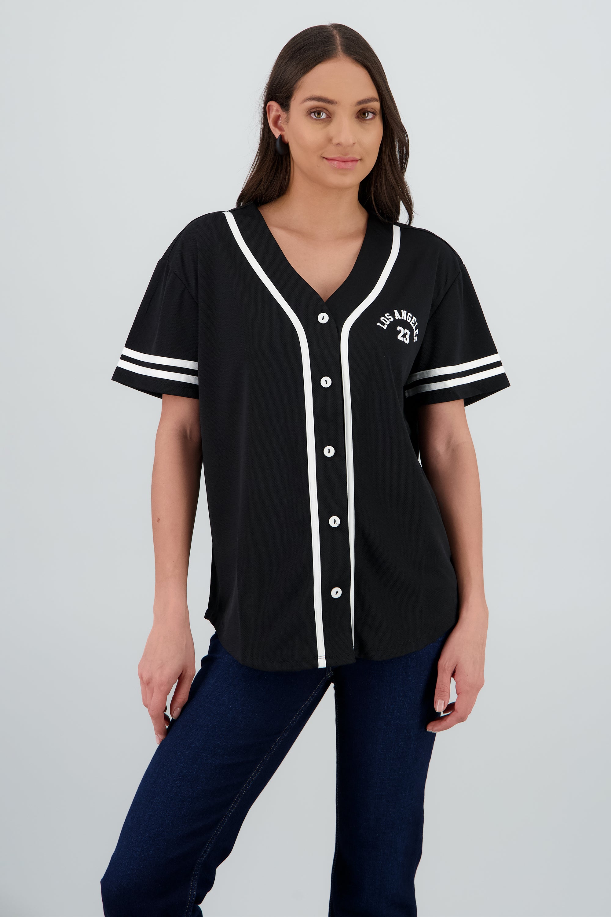 Playera jersey los angeles contraste NEGRO