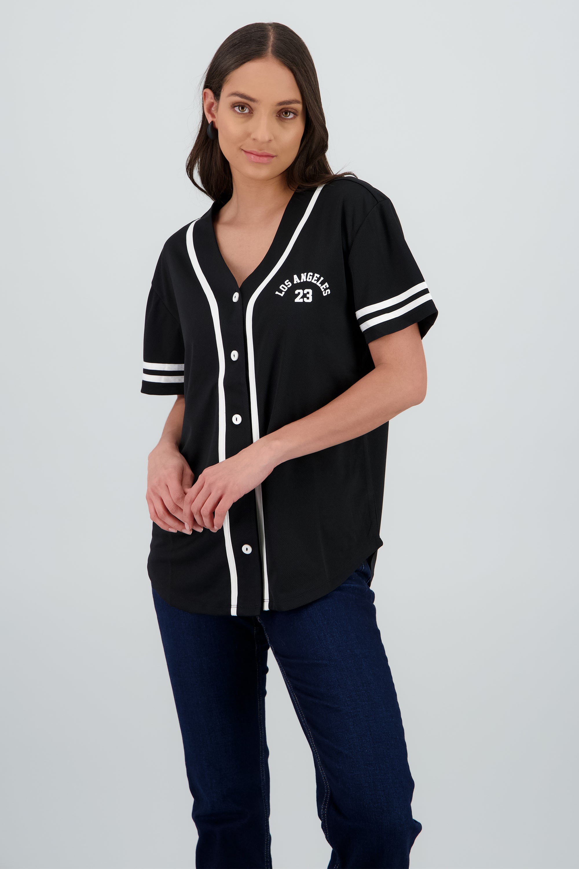 Playera jersey los angeles contraste NEGRO