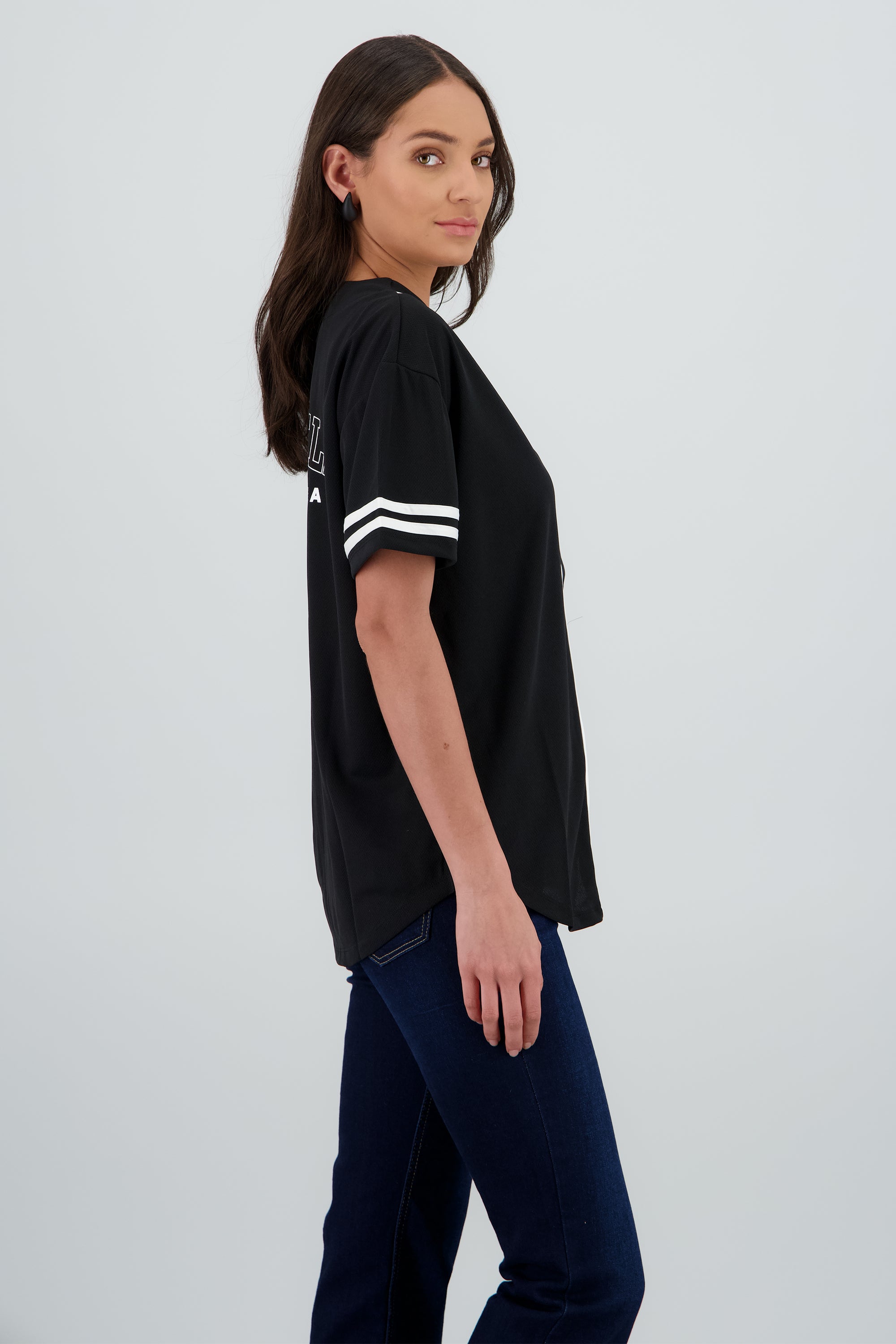 Playera jersey los angeles contraste NEGRO