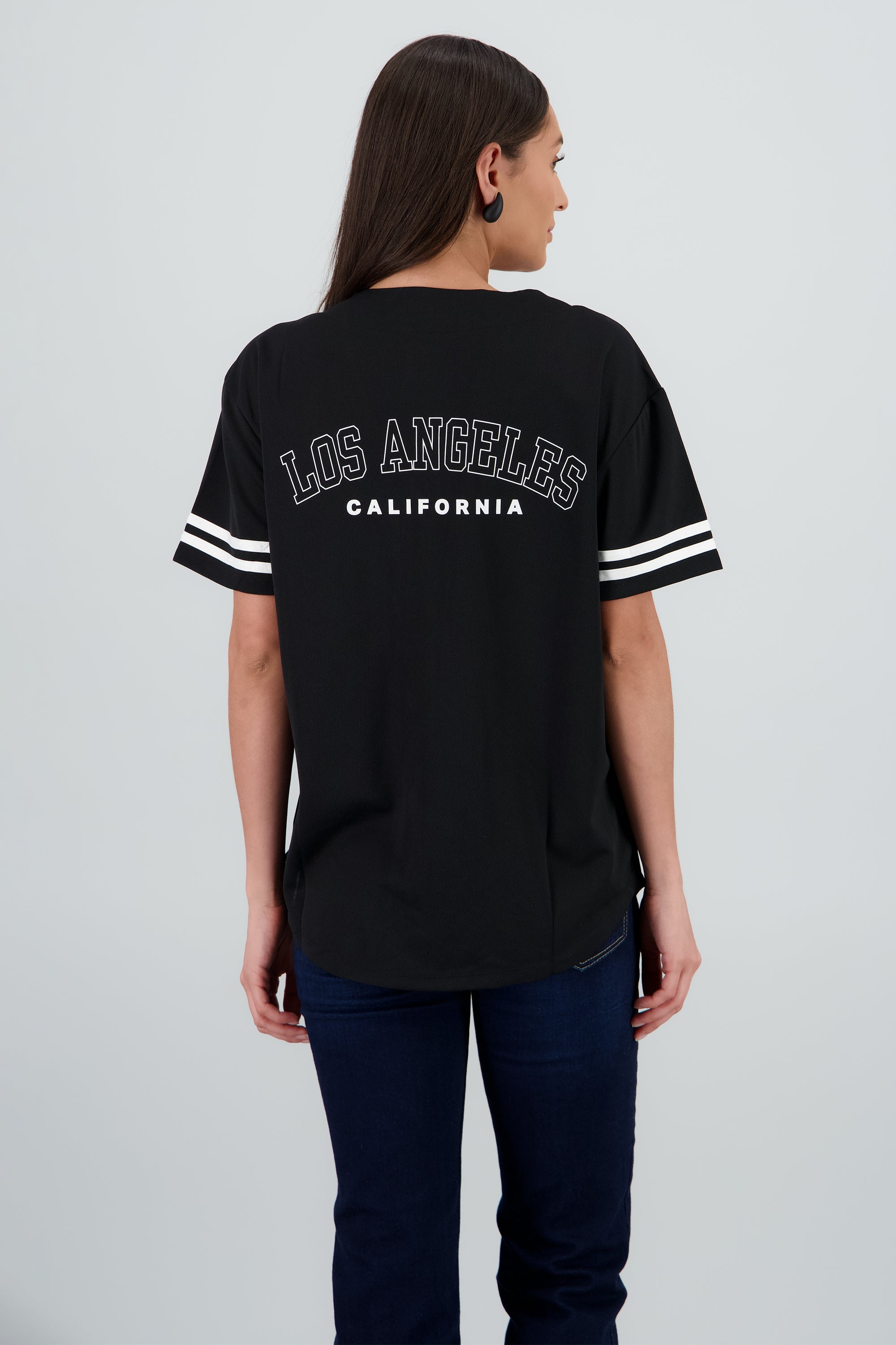 Playera jersey los angeles contraste NEGRO