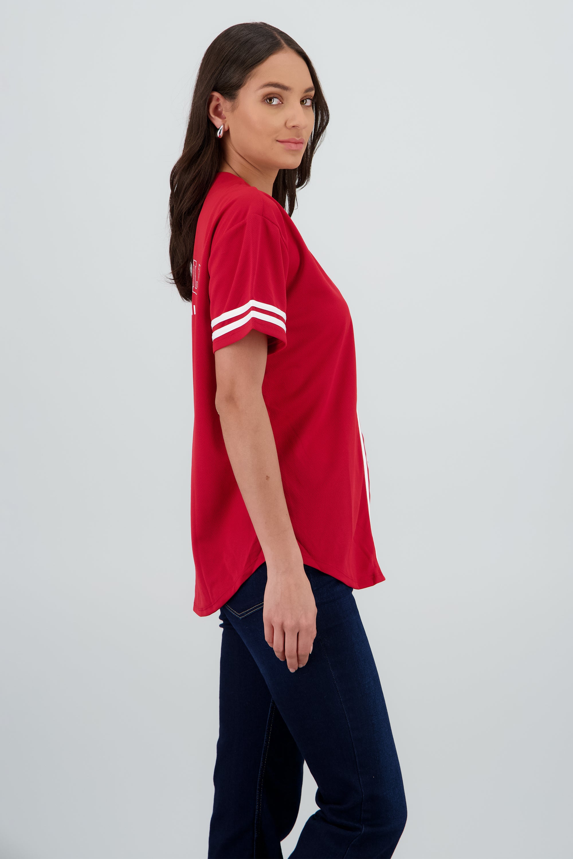 Playera jersey los angeles contraste ROJO