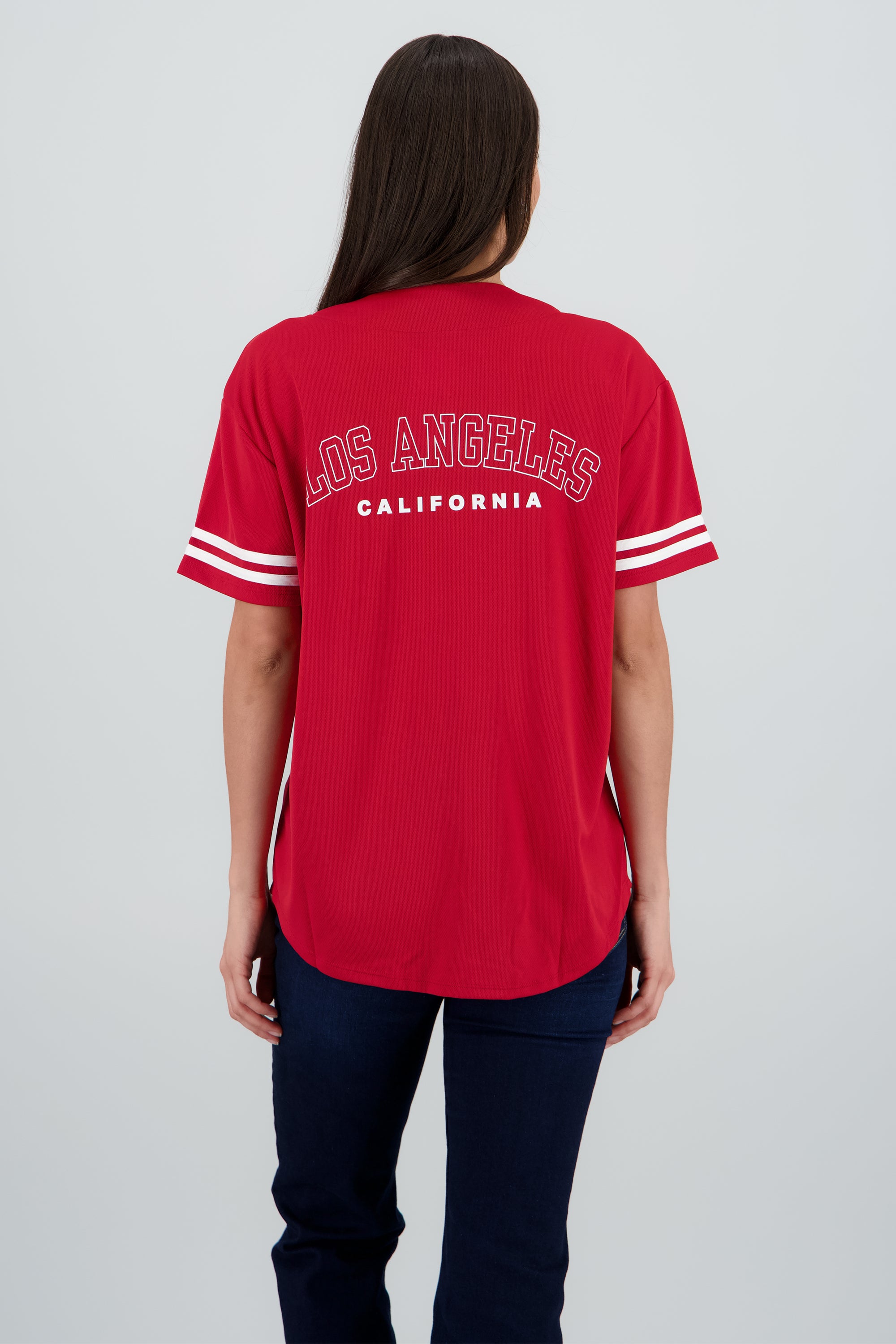 Playera jersey los angeles contraste ROJO