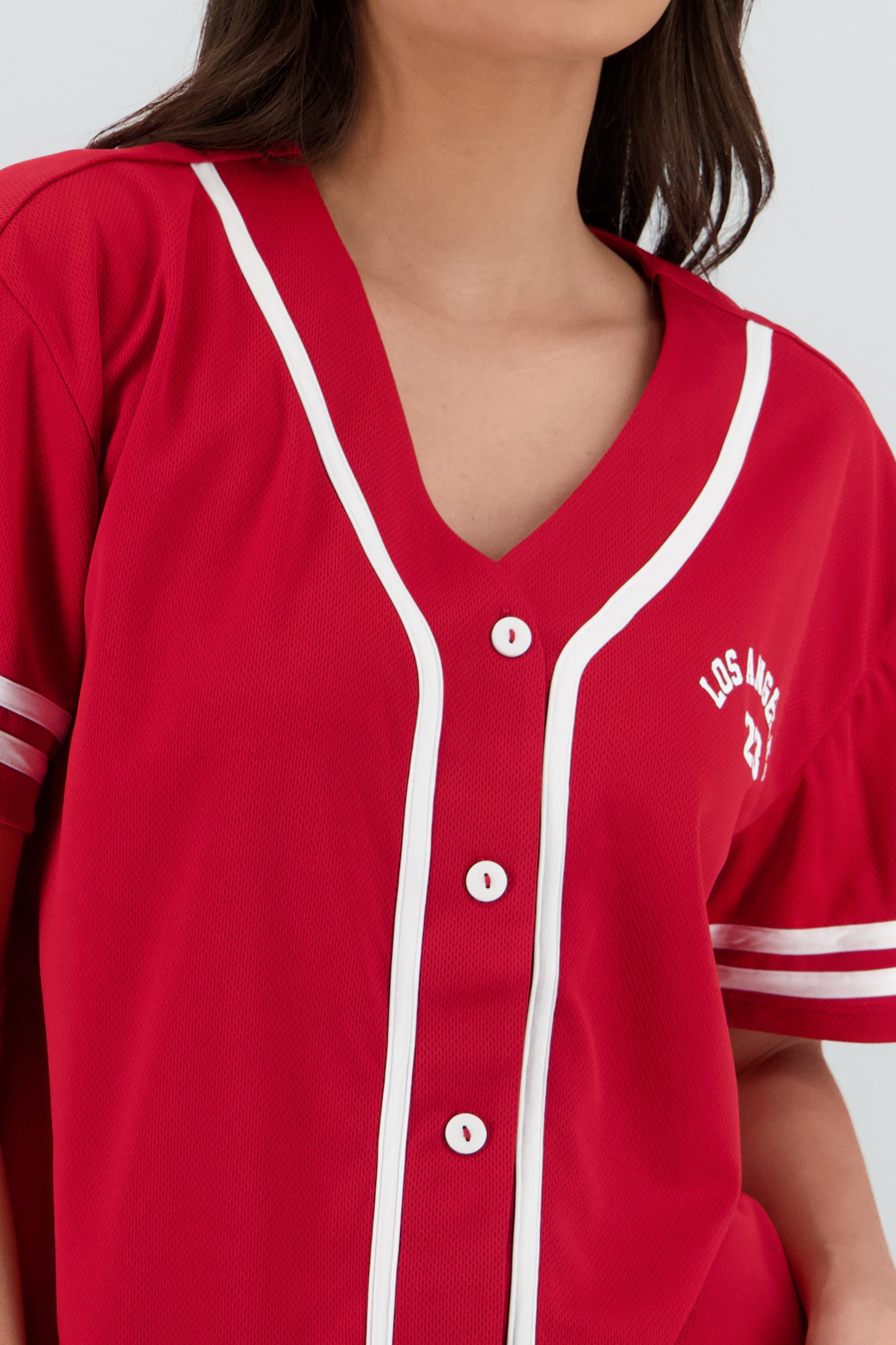 Playera jersey los angeles contraste ROJO