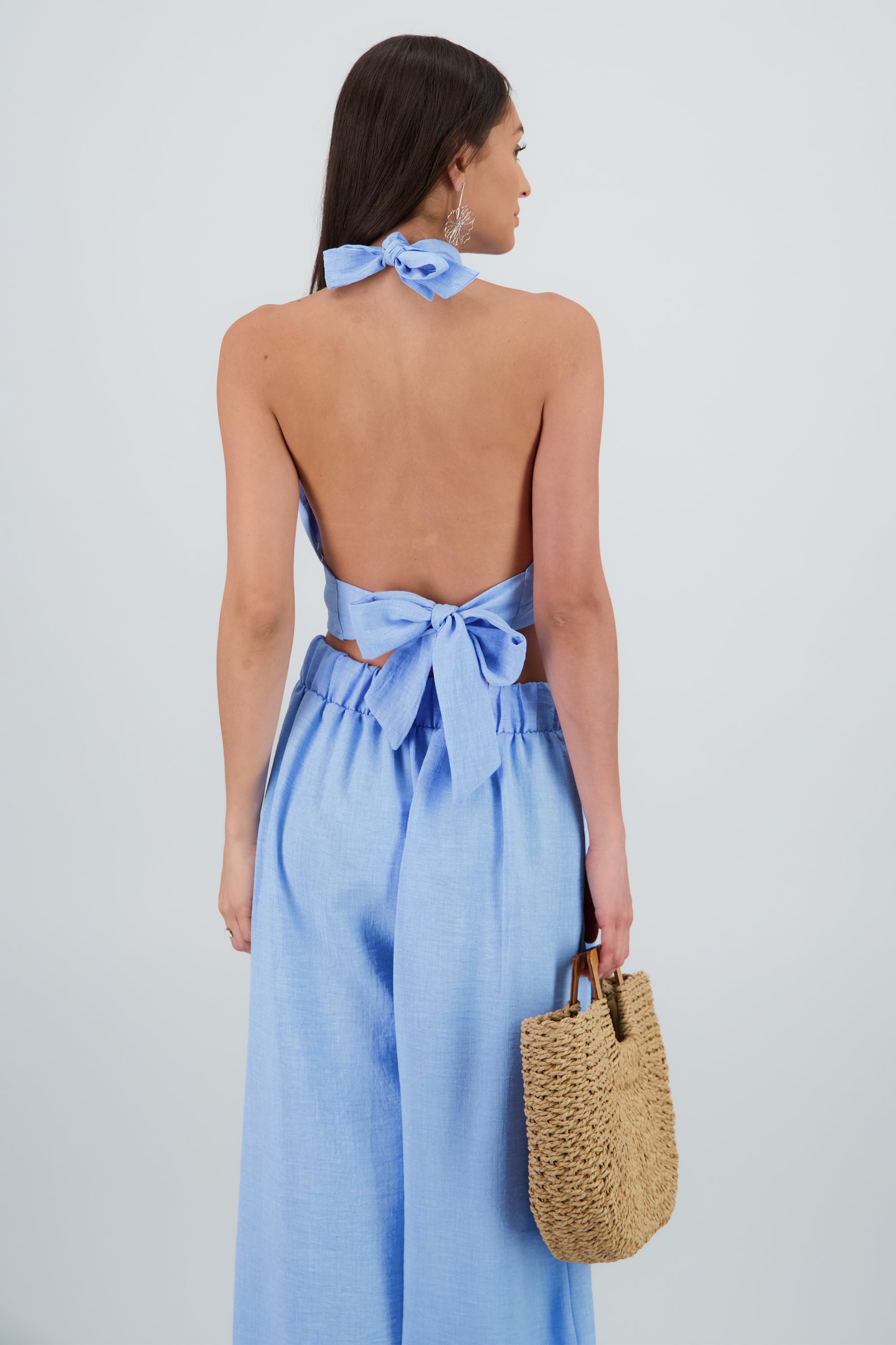 Top halter detalle pinzas AZUL