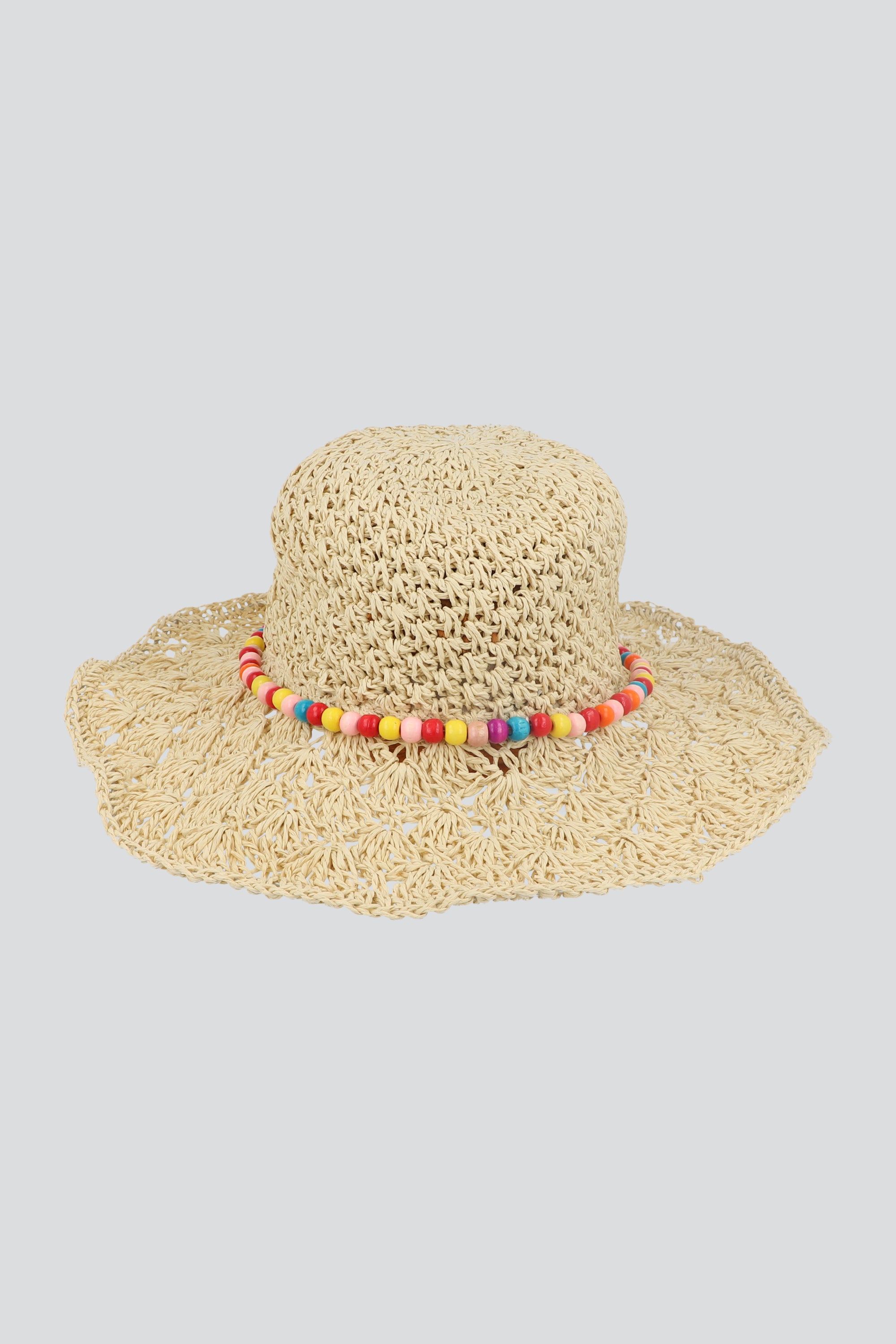 Sombrero floppy cinturon cuentas BEIGE