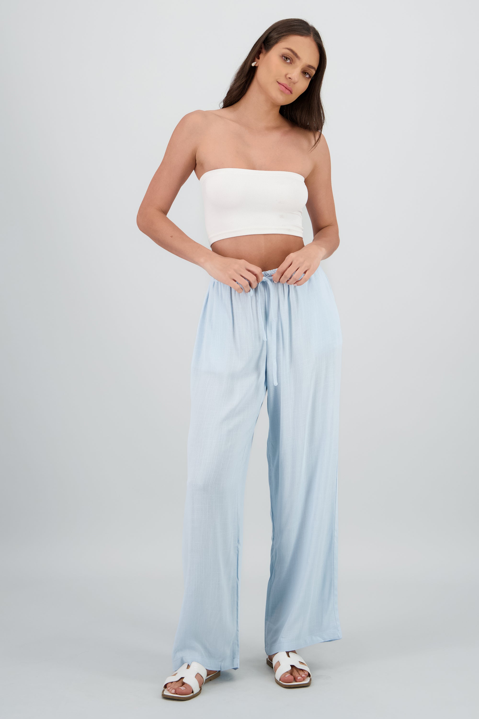 Pantalon amplio con jareta AZUL PASTEL