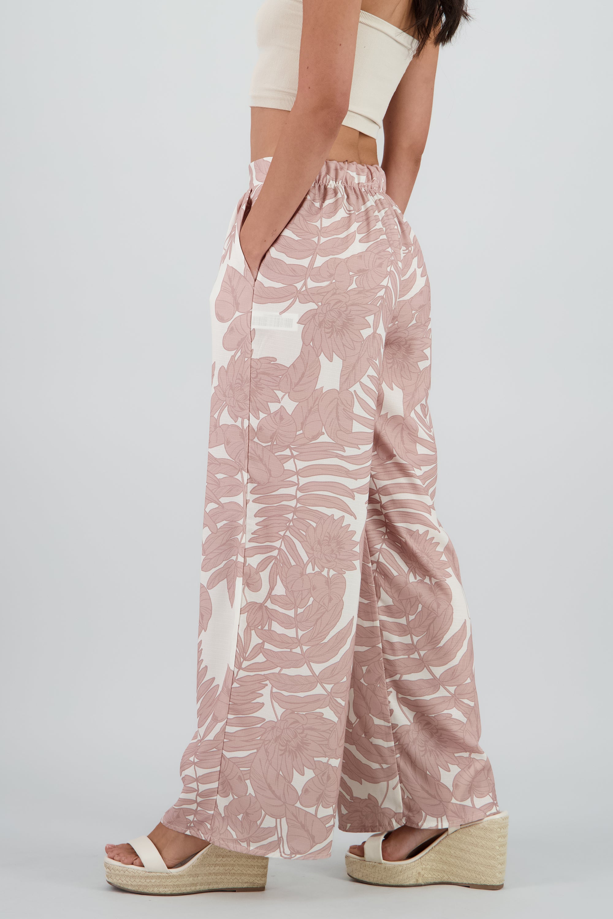 Pantalon amplio fluido estampado BEIGE