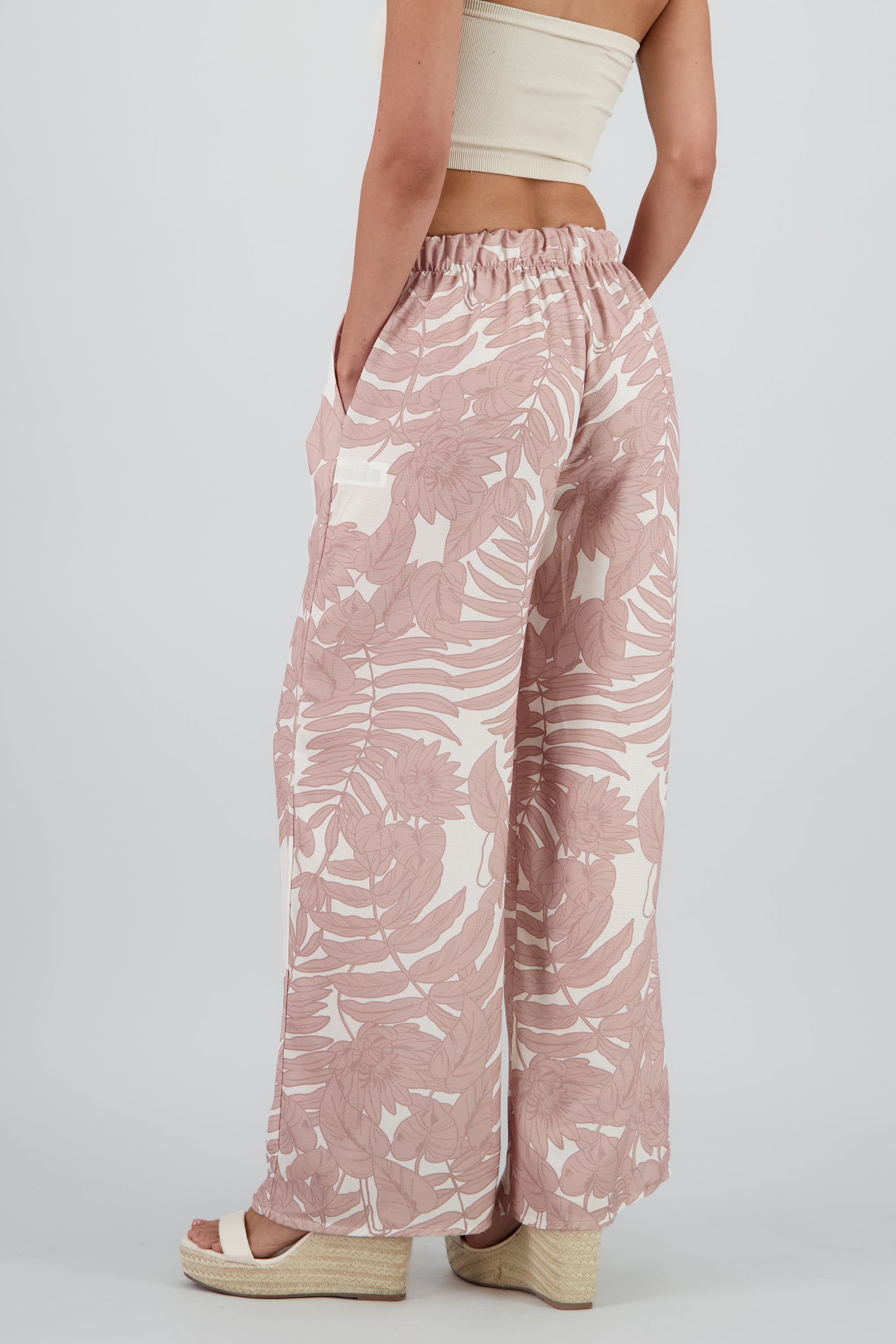 Pantalon amplio fluido estampado BEIGE