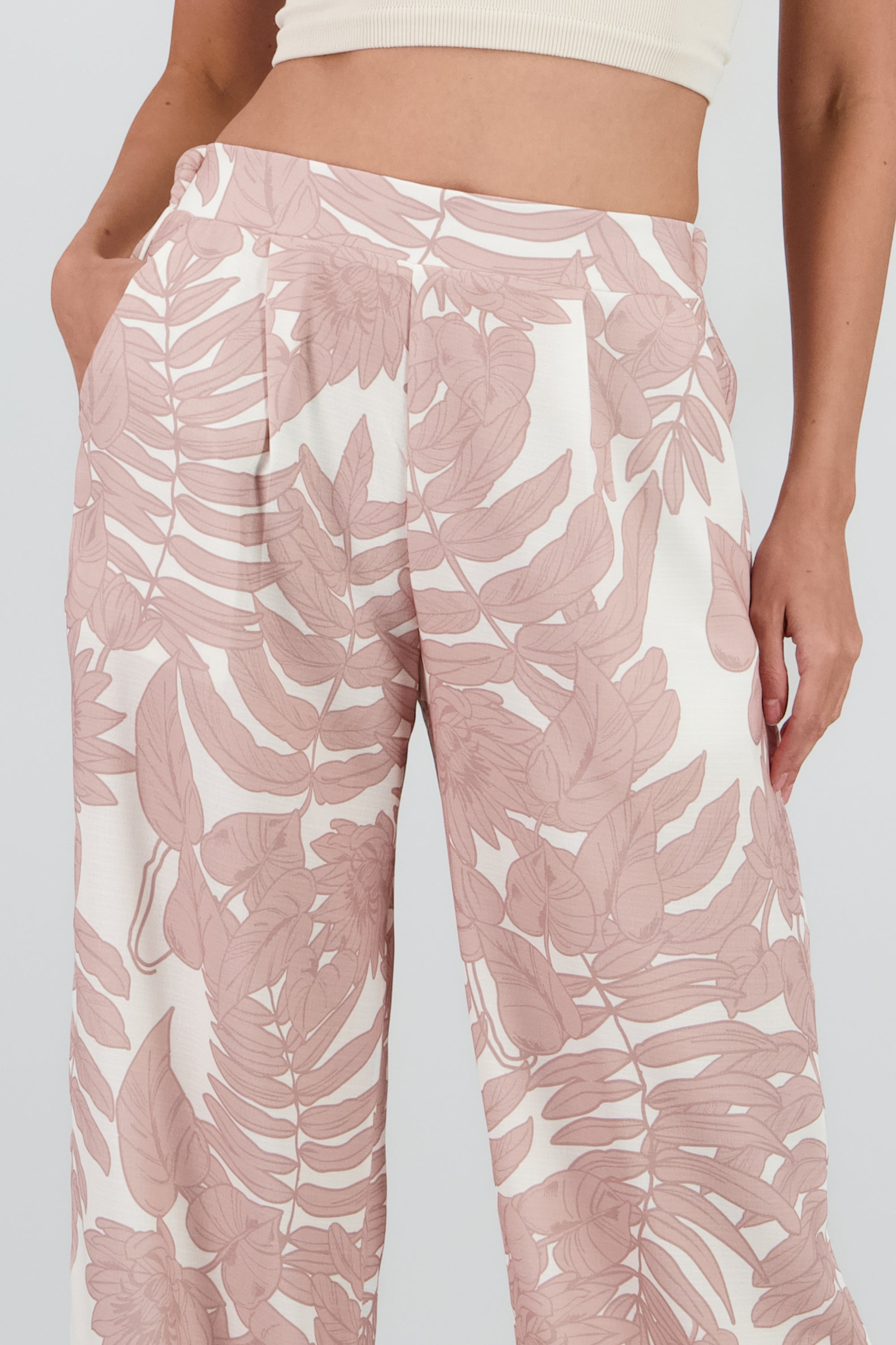 Pantalon amplio fluido estampado BEIGE