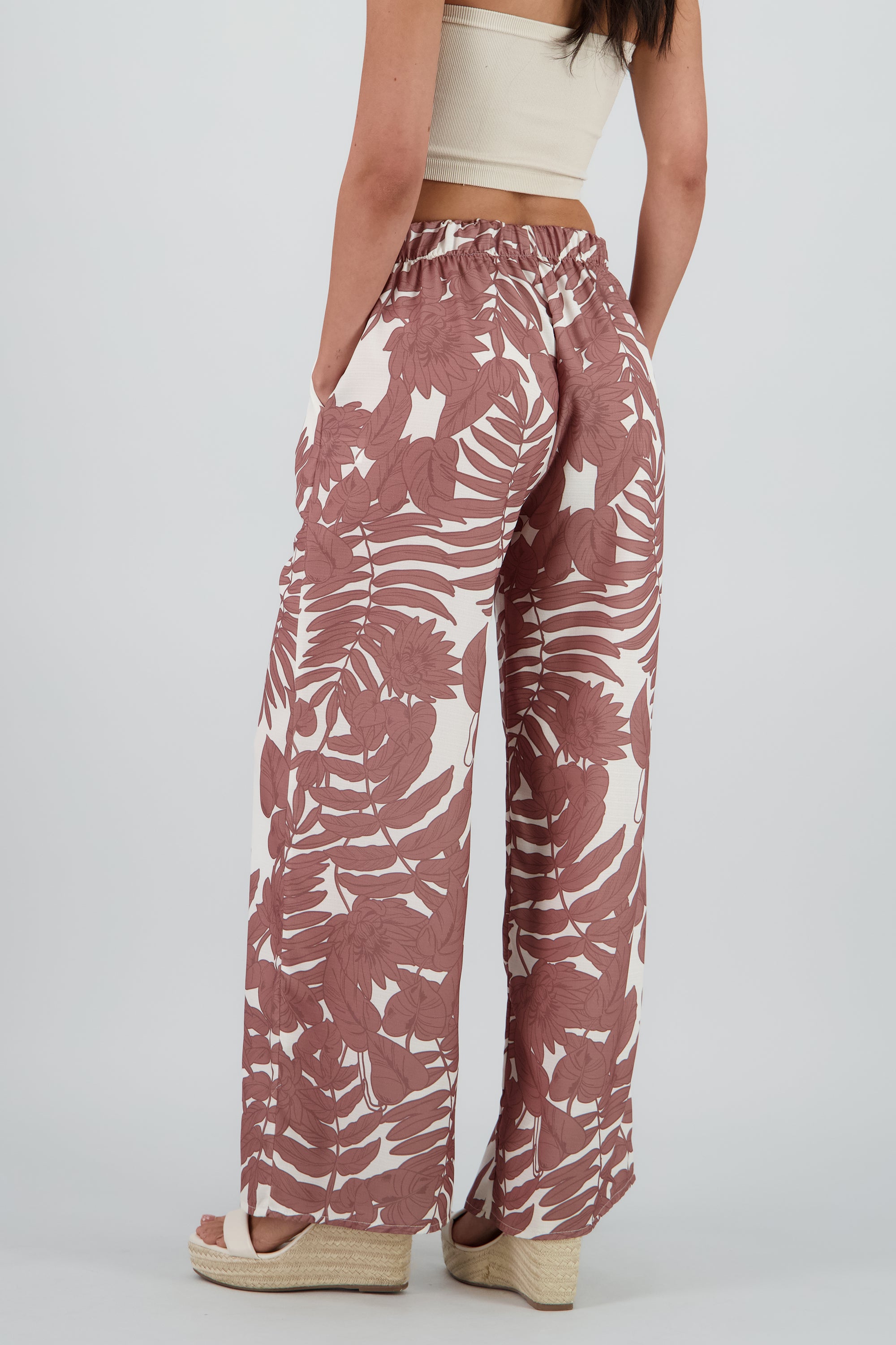 Pantalon amplio fluido estampado TAUPE
