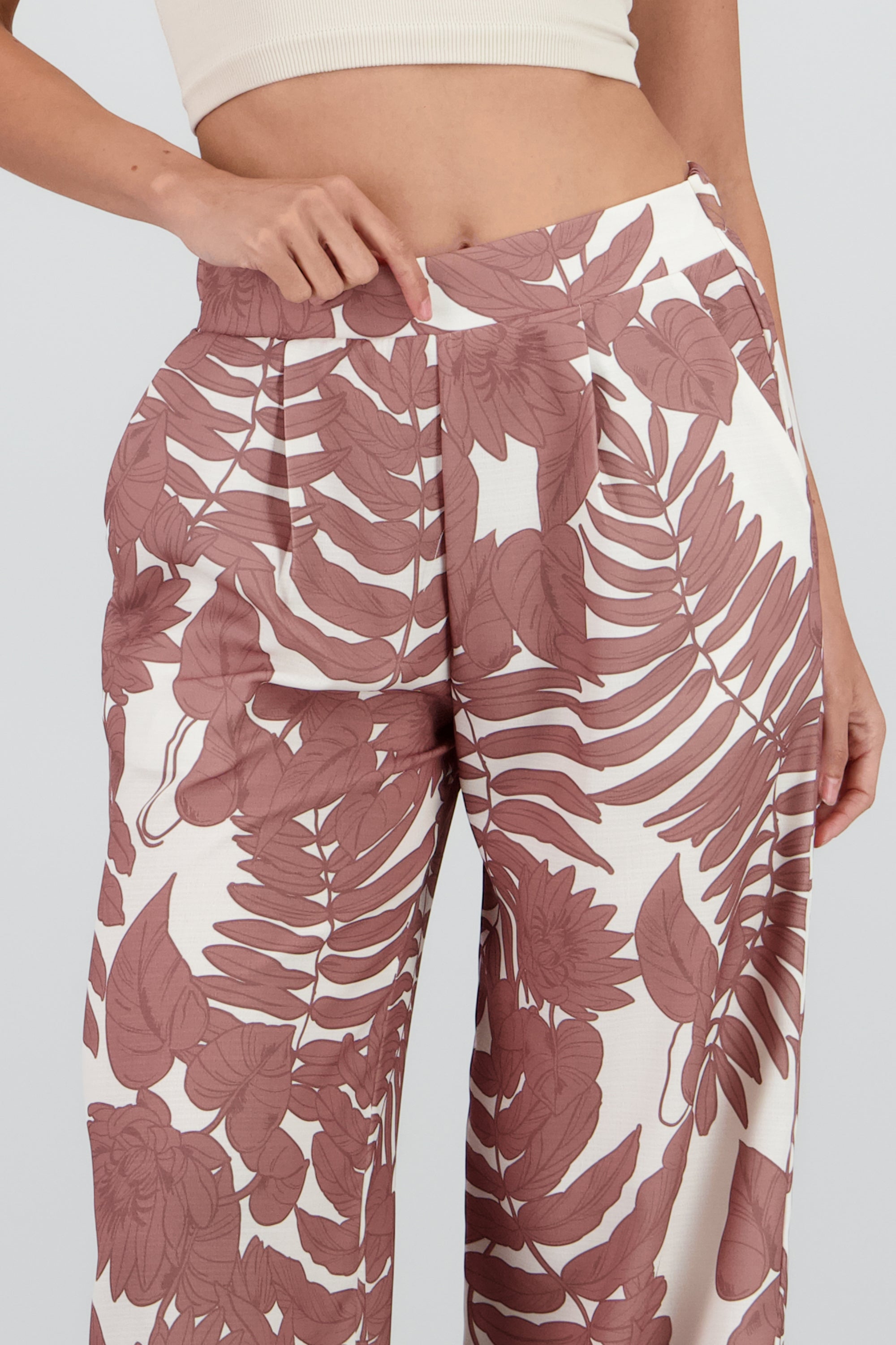 Pantalon amplio fluido estampado TAUPE