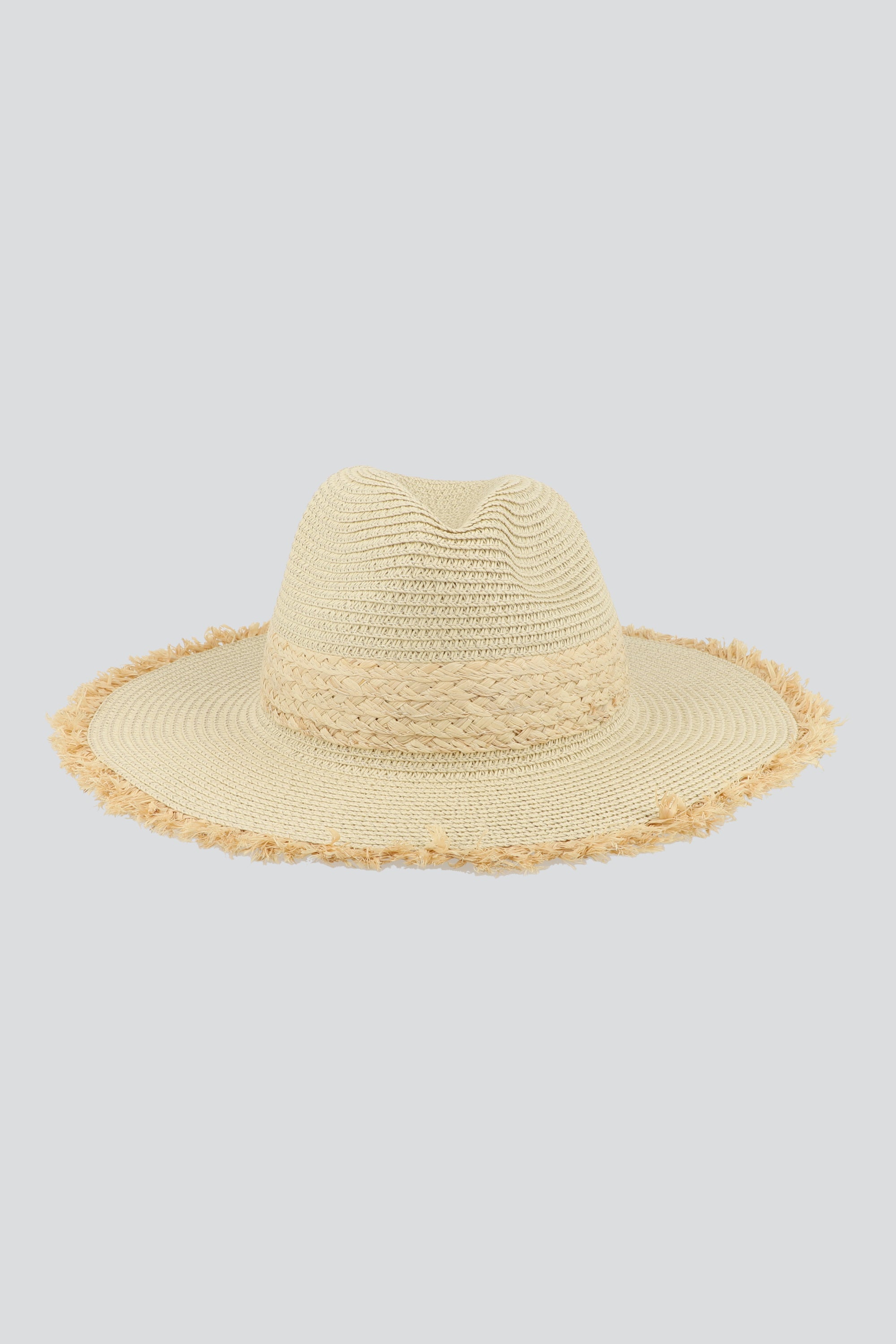 Sombrero panama orilla flecos HUESO