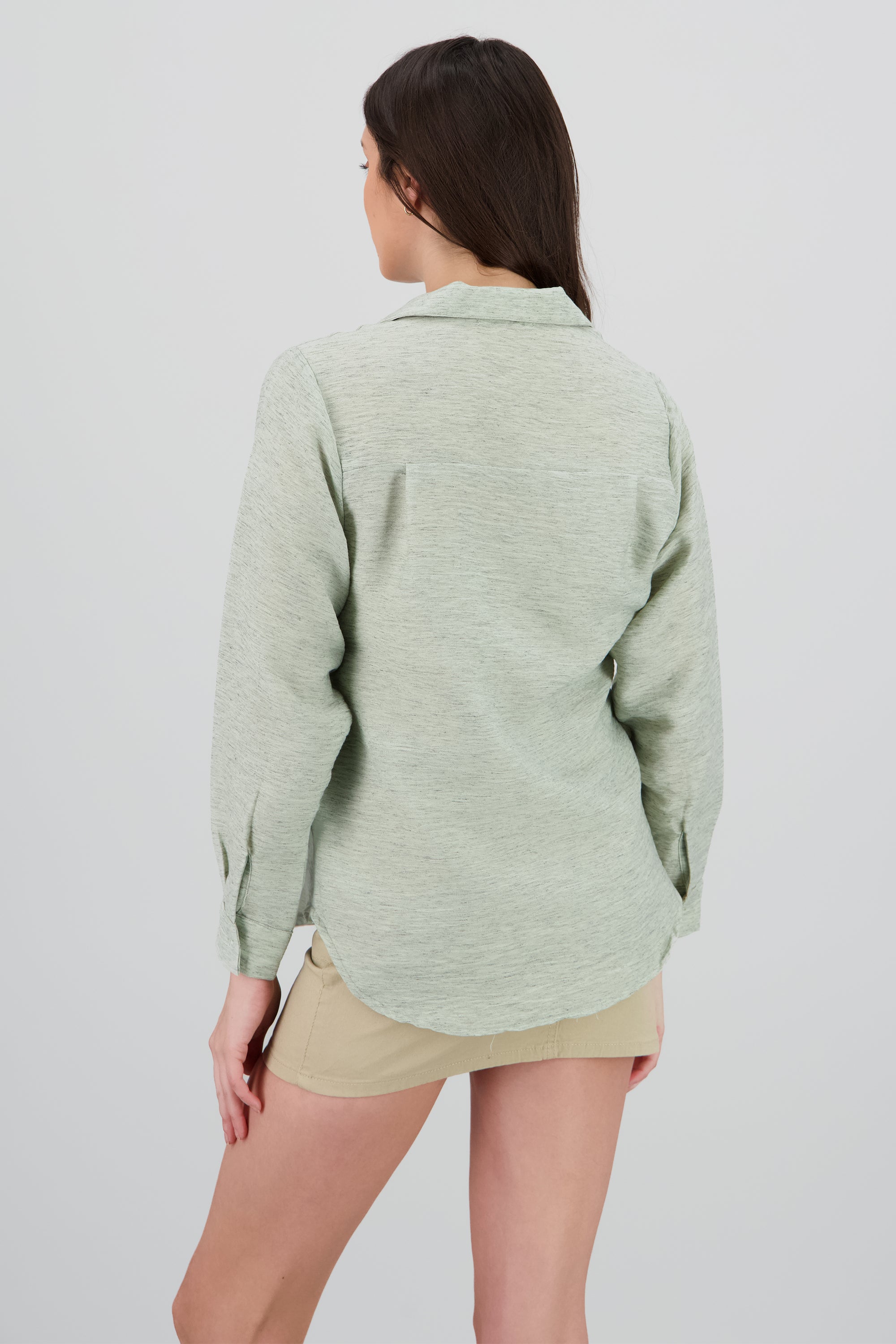 Camisa oversize fluida manga larga ligera VERDE