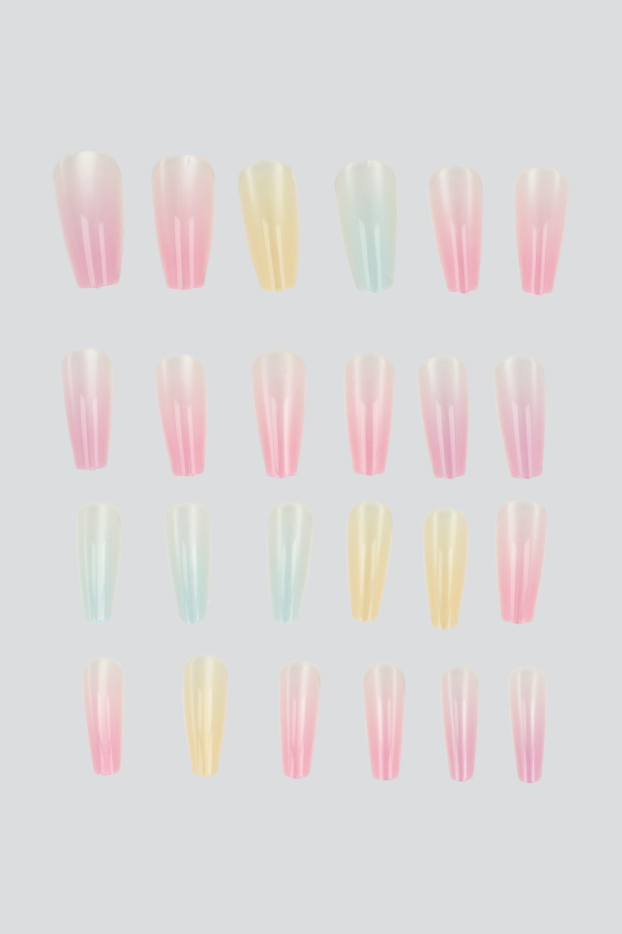 Set 24 uñas aura gelly MULTICOLOR PASTEL