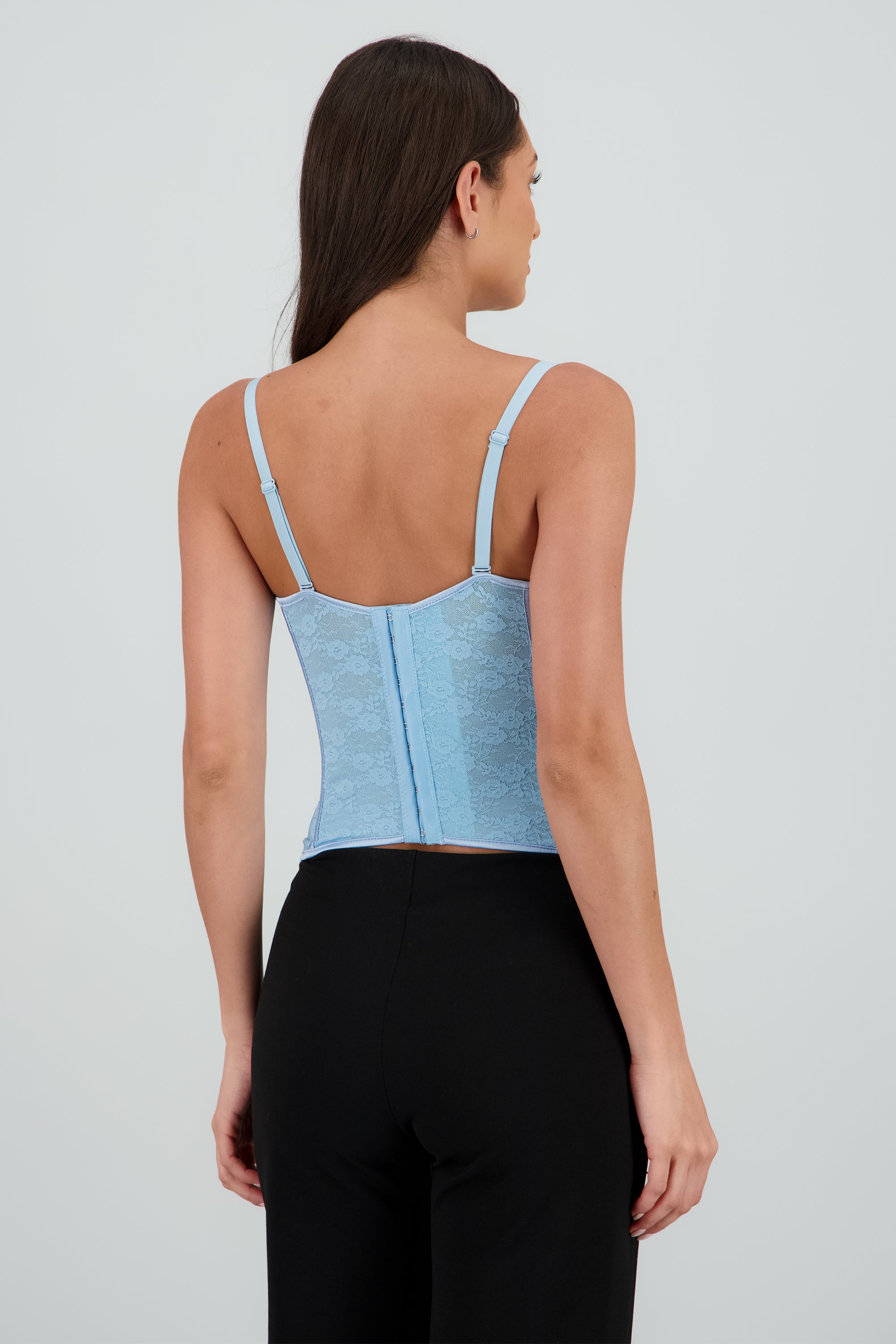 Corset copas encaje liso AZUL PASTEL