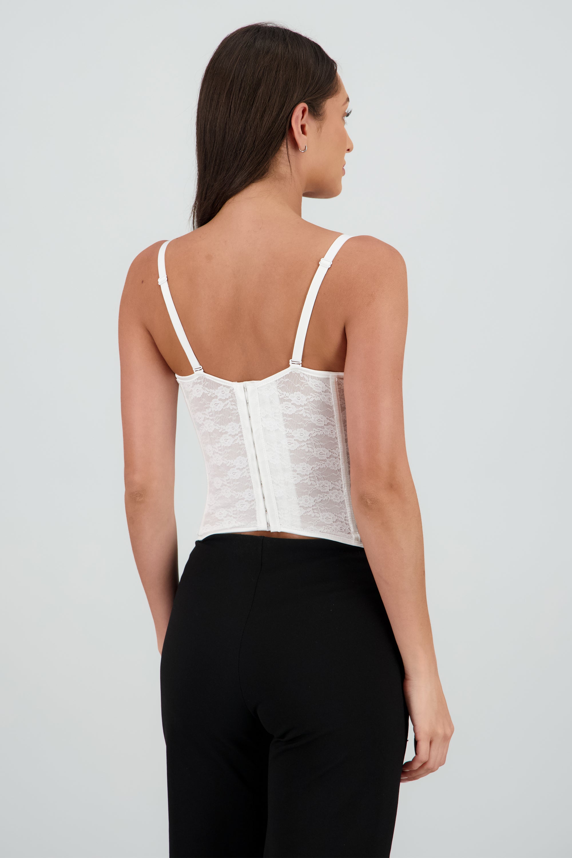 Corset copas encaje liso BLANCO