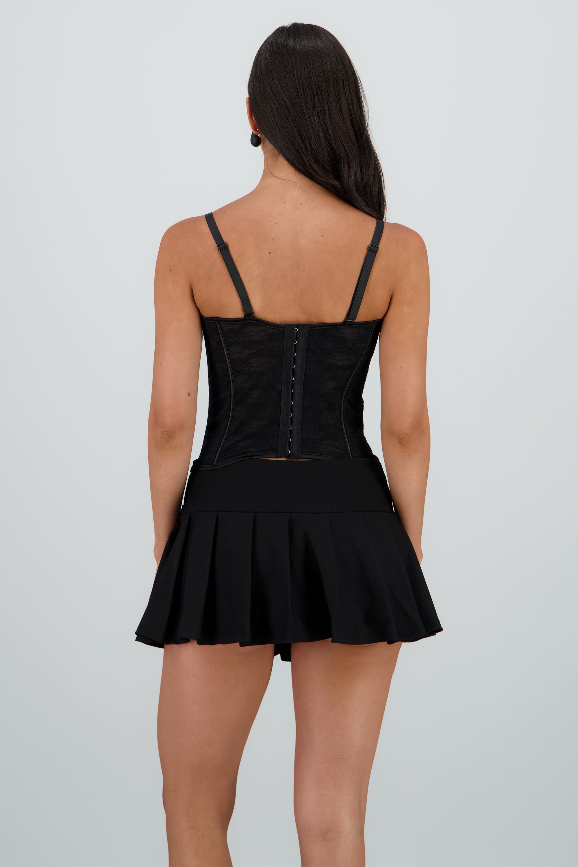 Corset copas encaje liso NEGRO