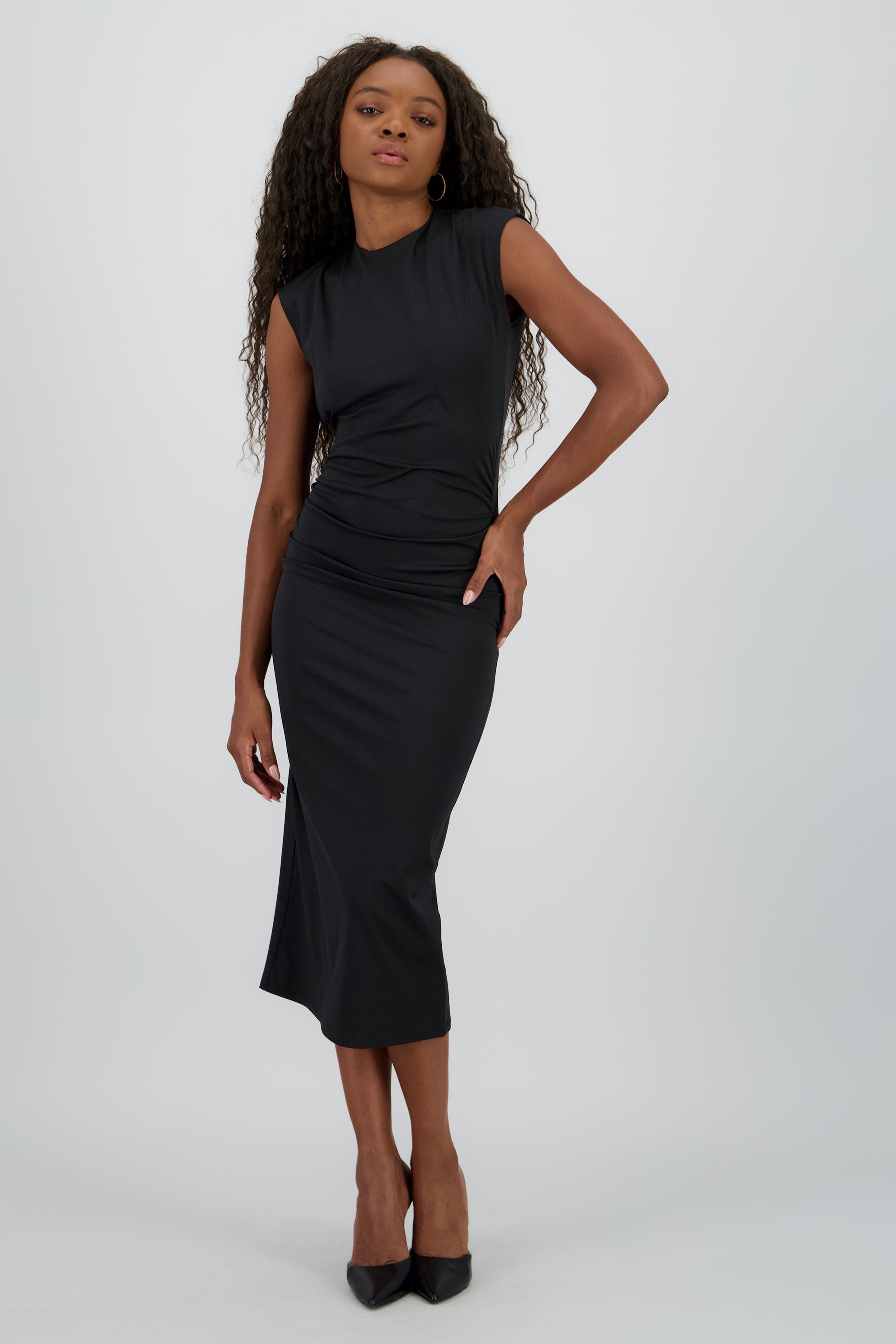 Vestido midi escote espalda NEGRO