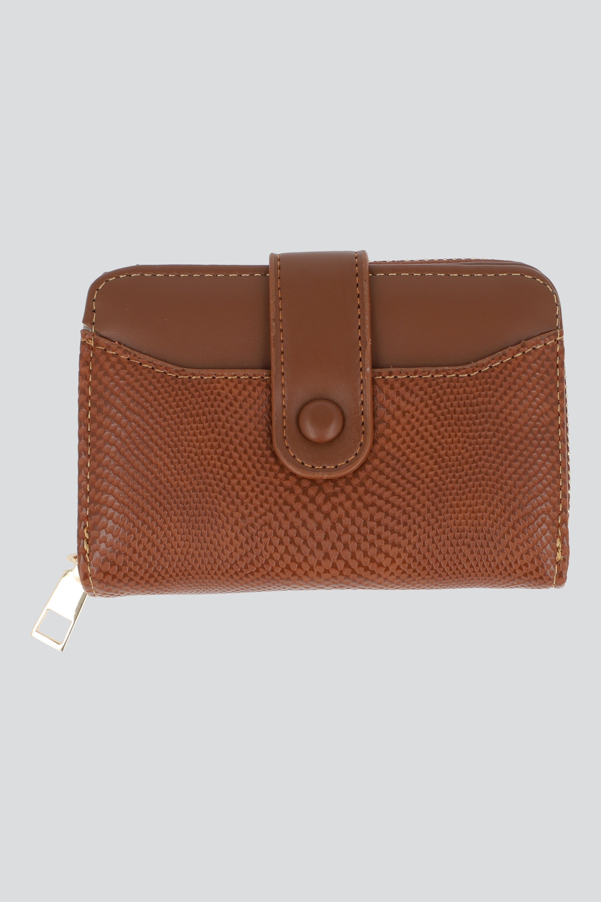 Cartera boton croco CAFE