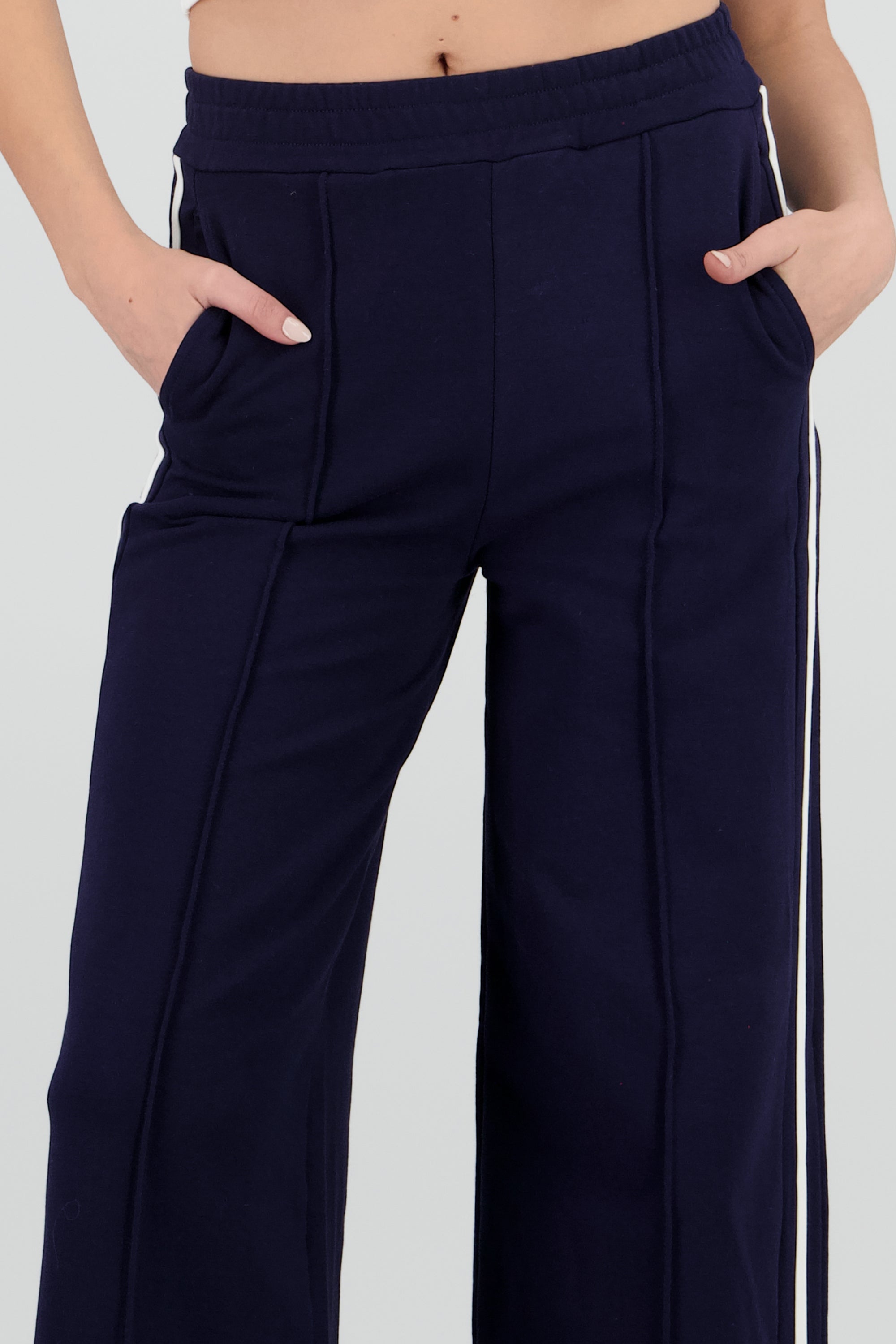 Pants detalle costura resorte ancho contraste MARINO
