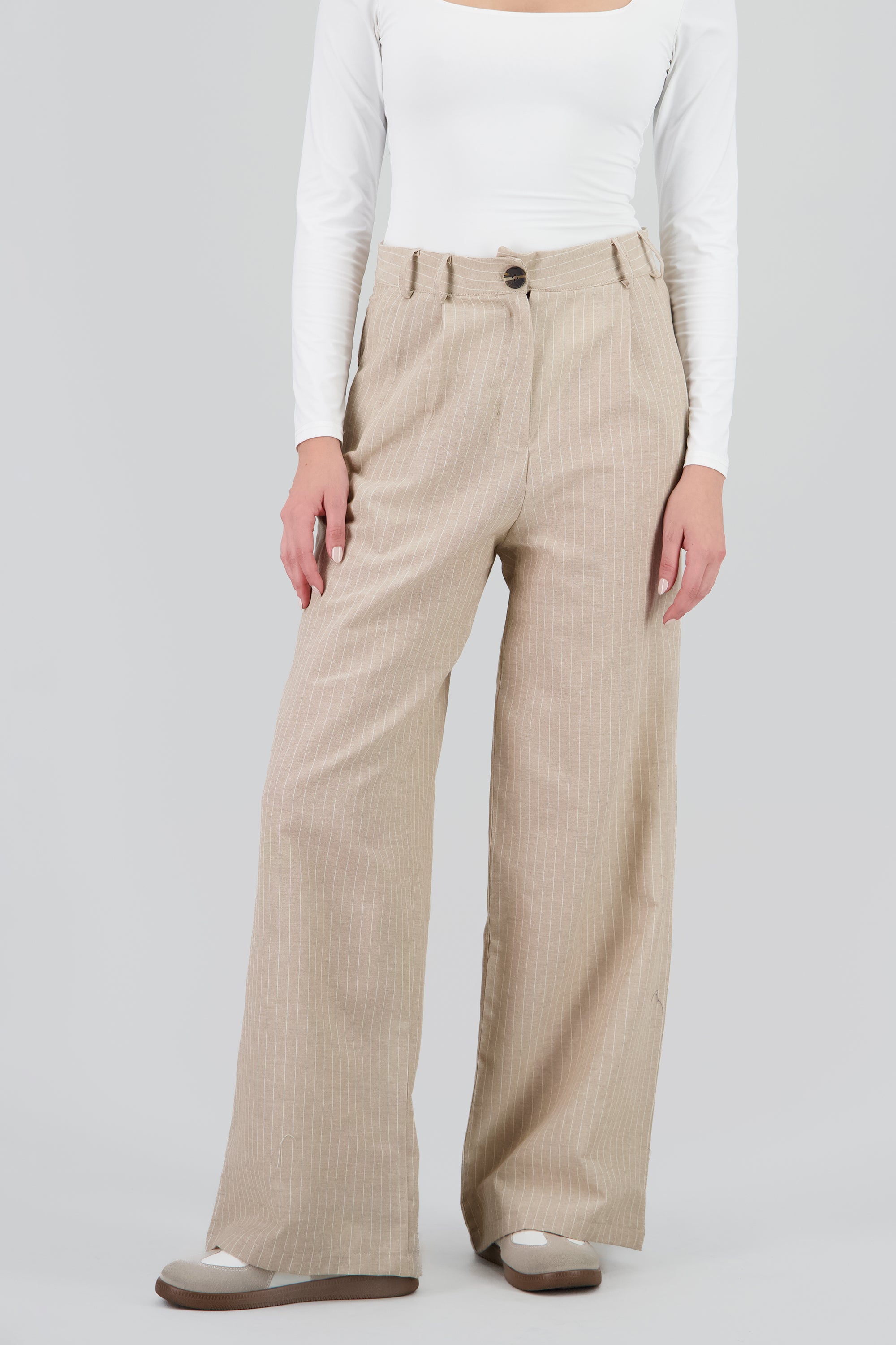 pantalon rayas detalle doble presilla KHAKI