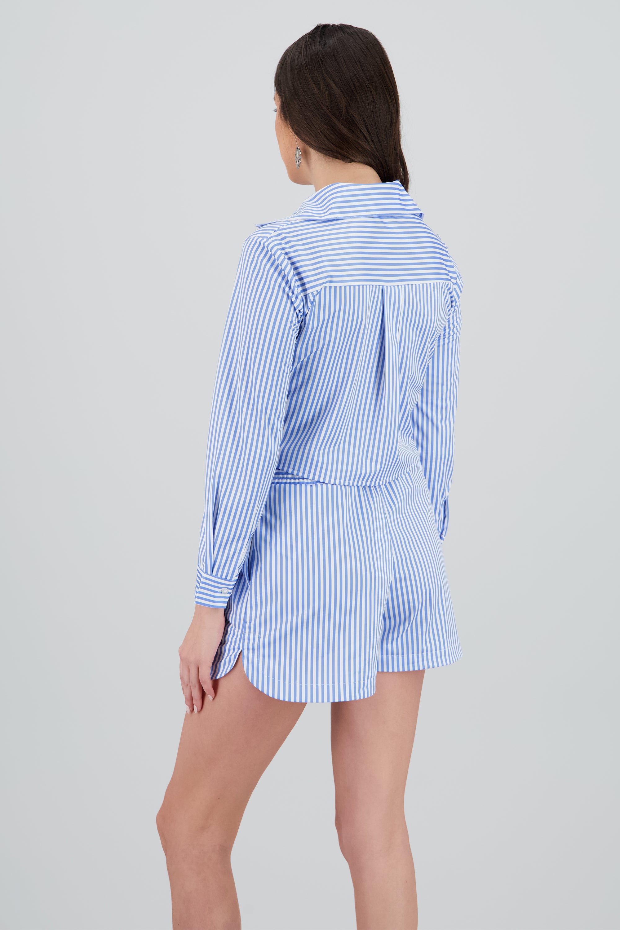 Camisa manga larga rayas detalle doble bolsa AZUL COMBO