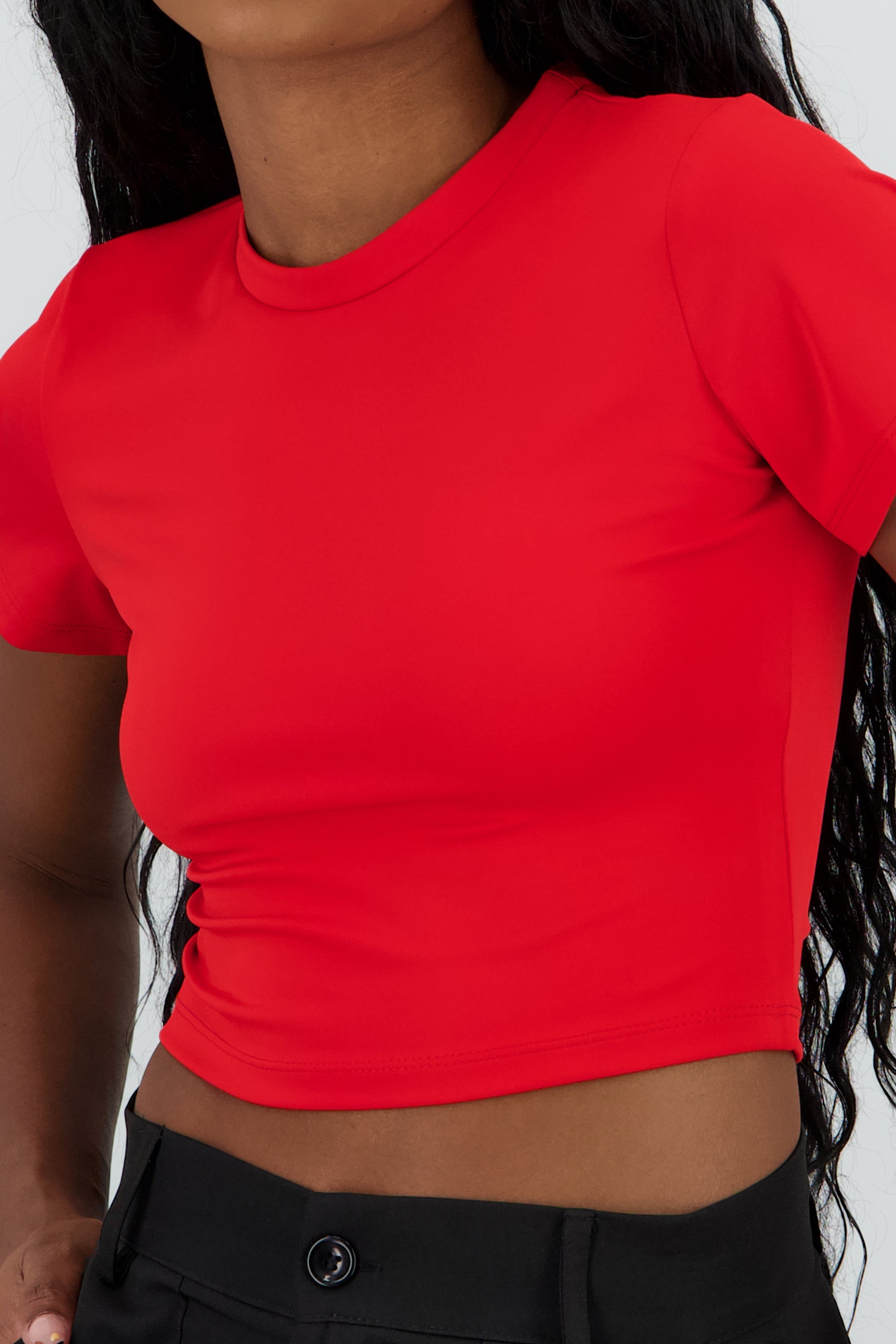 Top manga corta cuello redondo liso ROJO