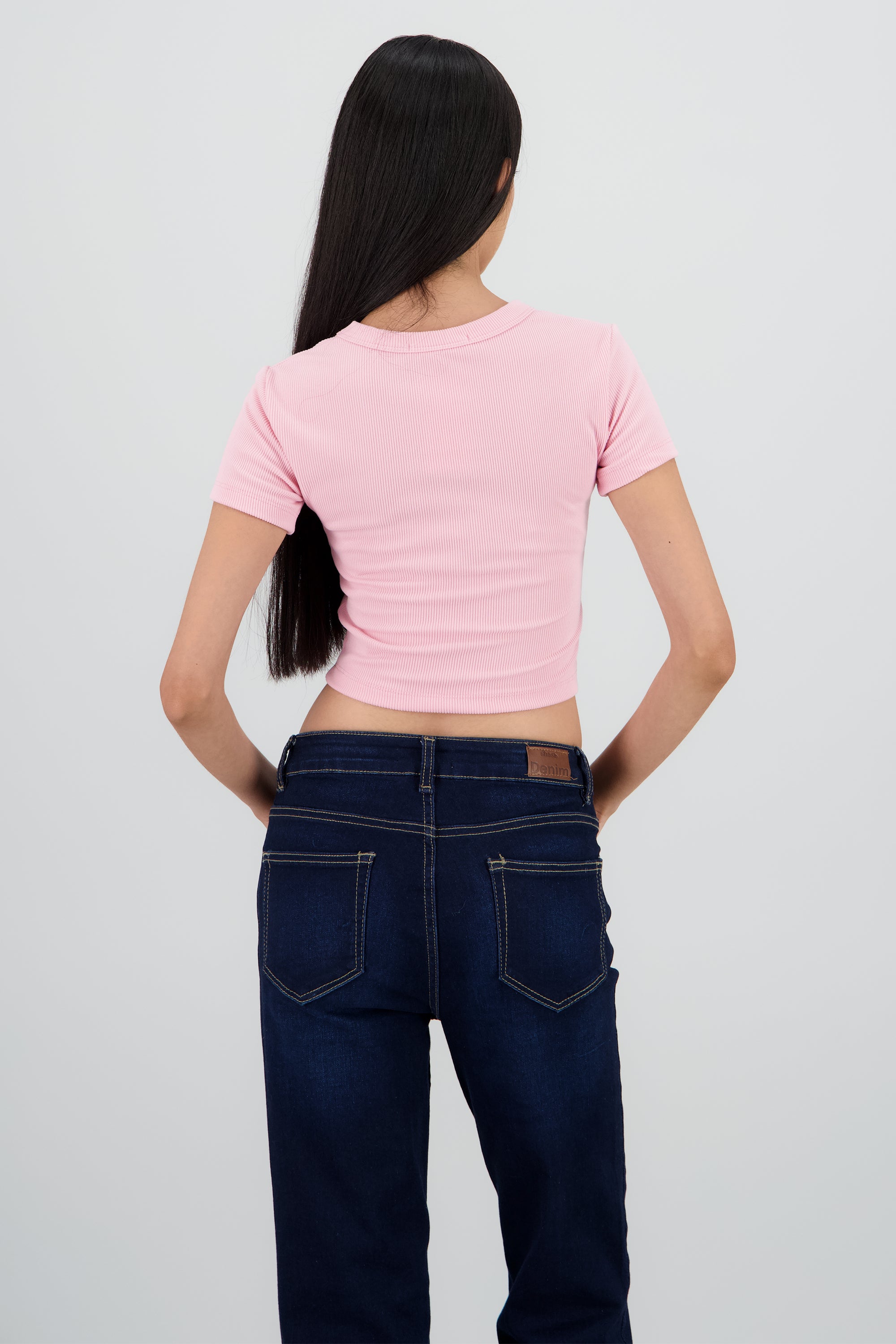 Top corto manga corta rib ROSA