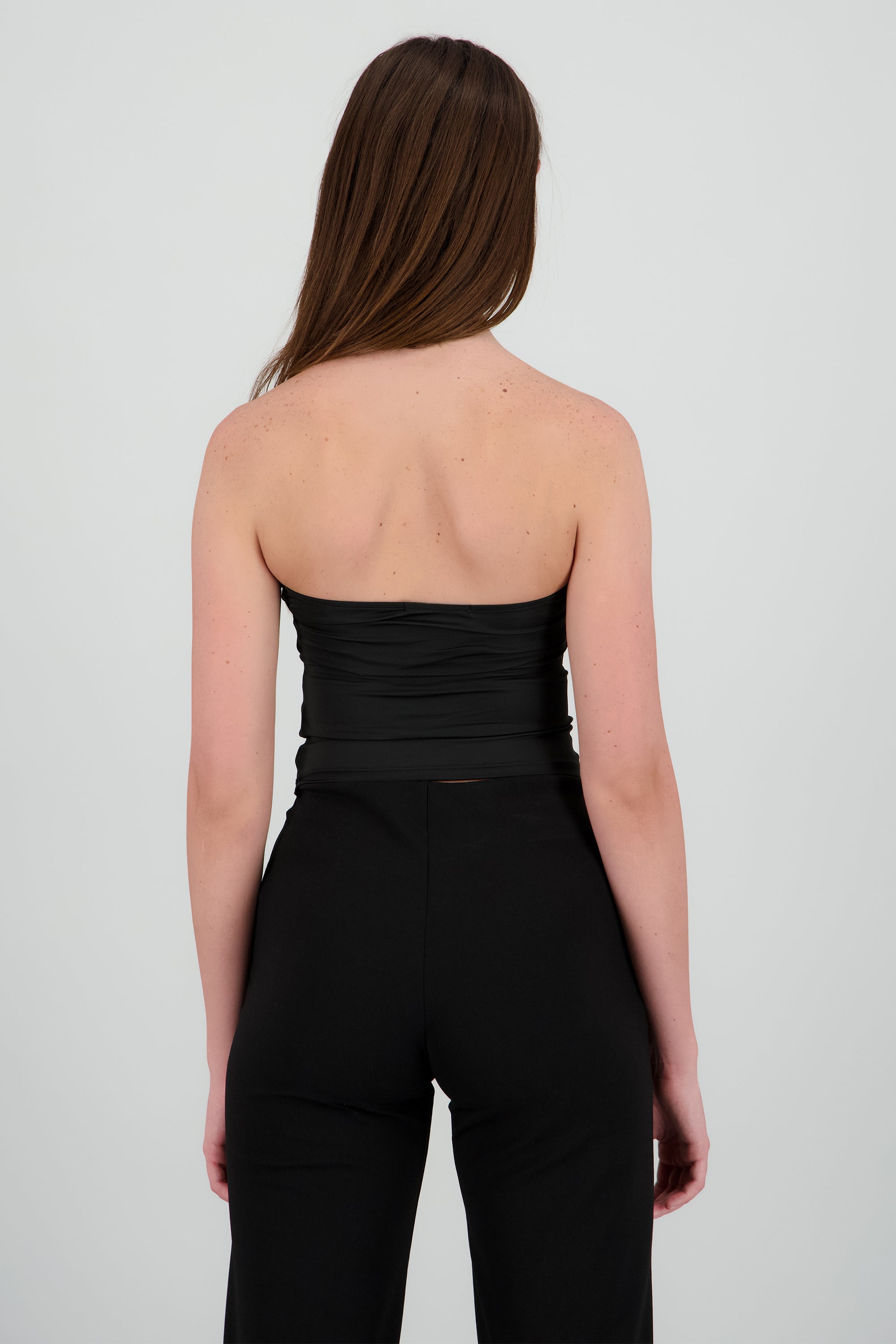 Top tubo liso doble tela NEGRO