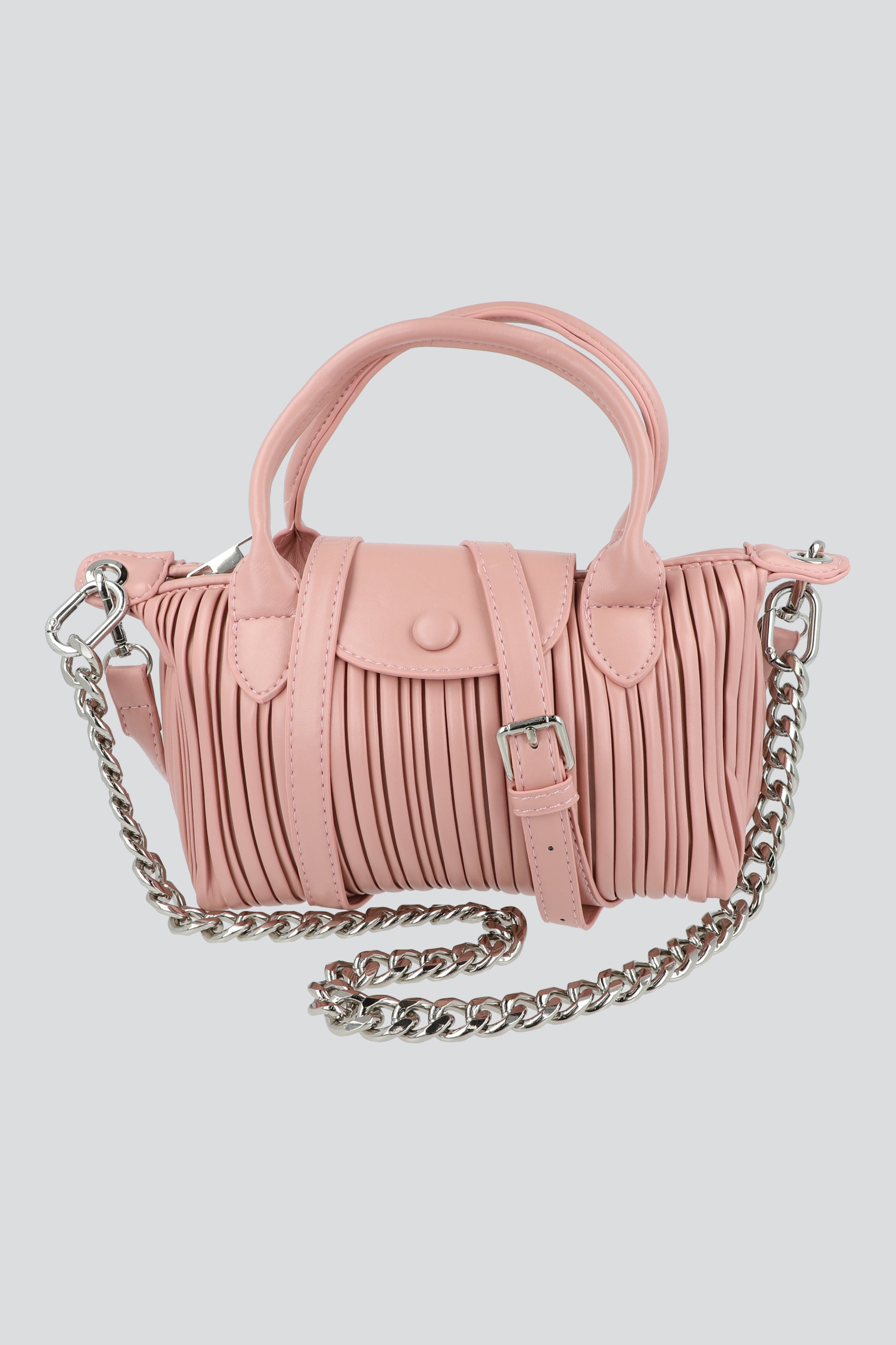 Bolsa textura pu cadena ROSA
