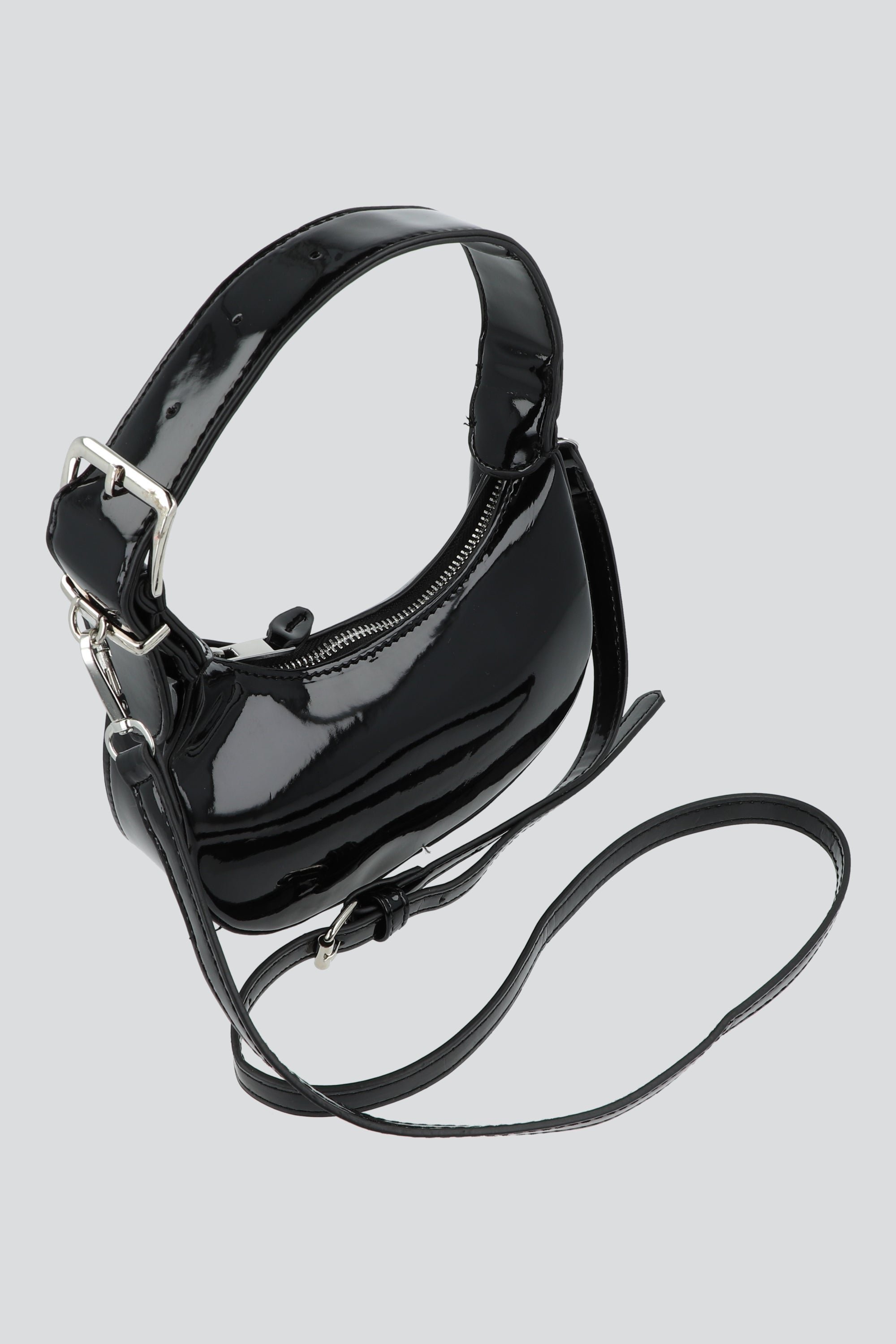 Bolsa mini charol half moon NEGRO
