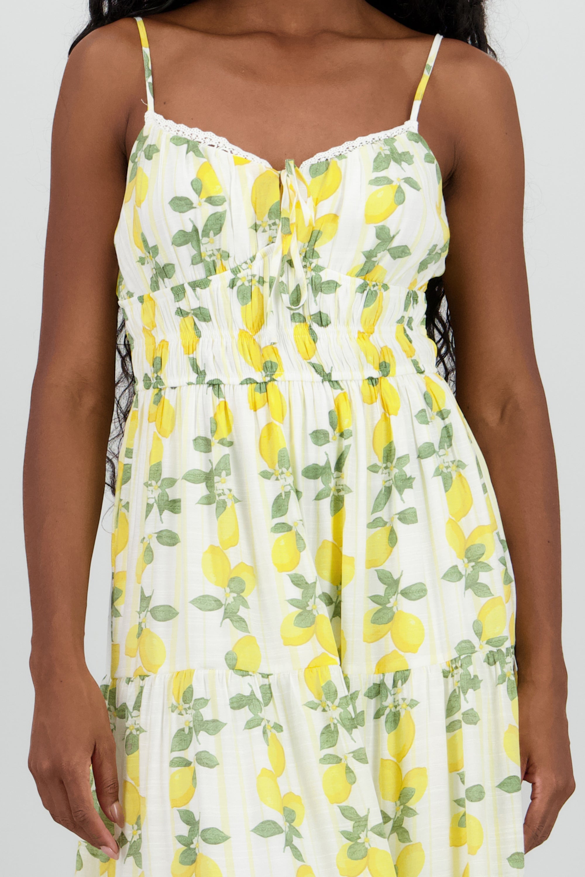 Vestido midi estampado limon AMARILLO COMBO