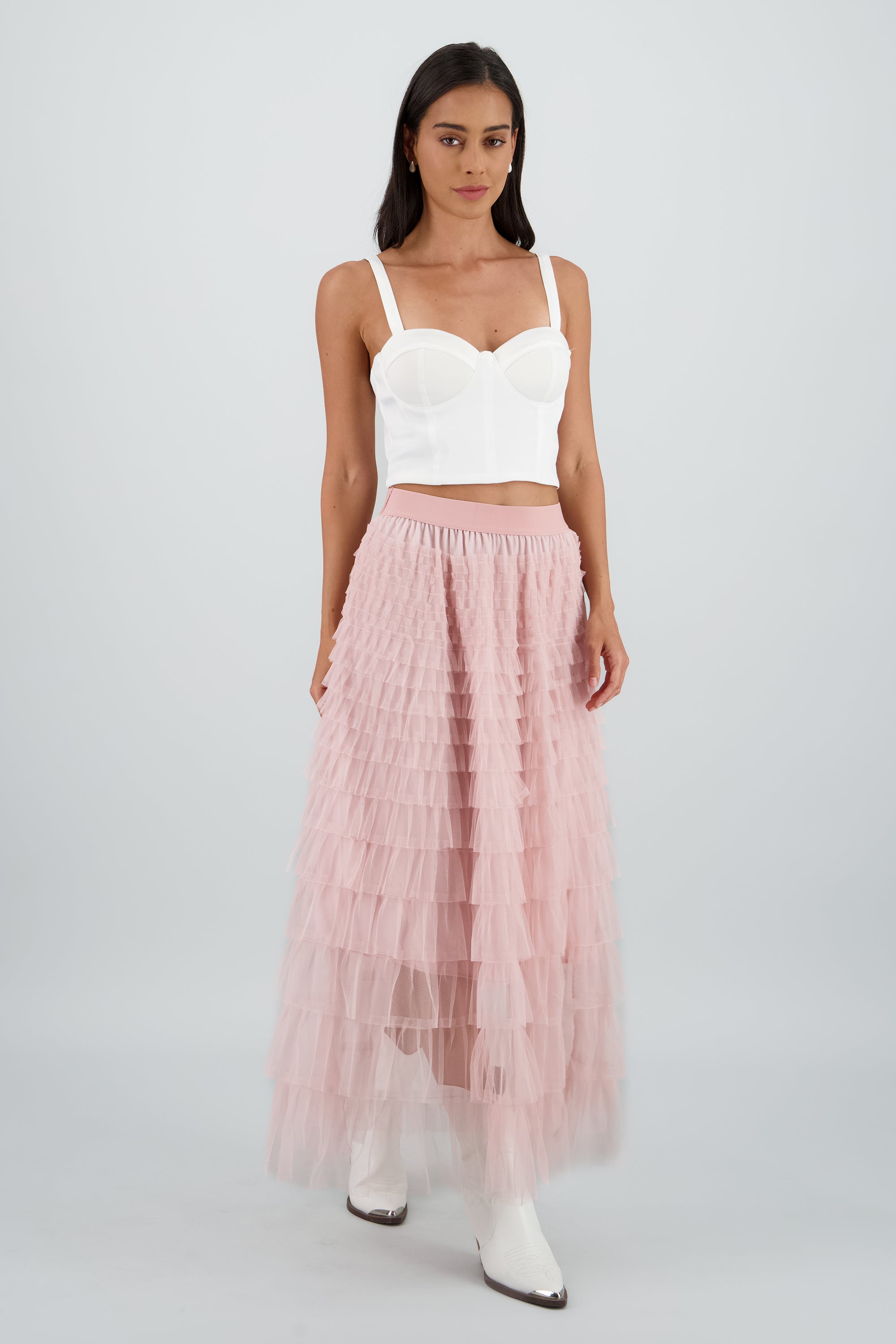 Maxi falda textura PALO DE ROSA