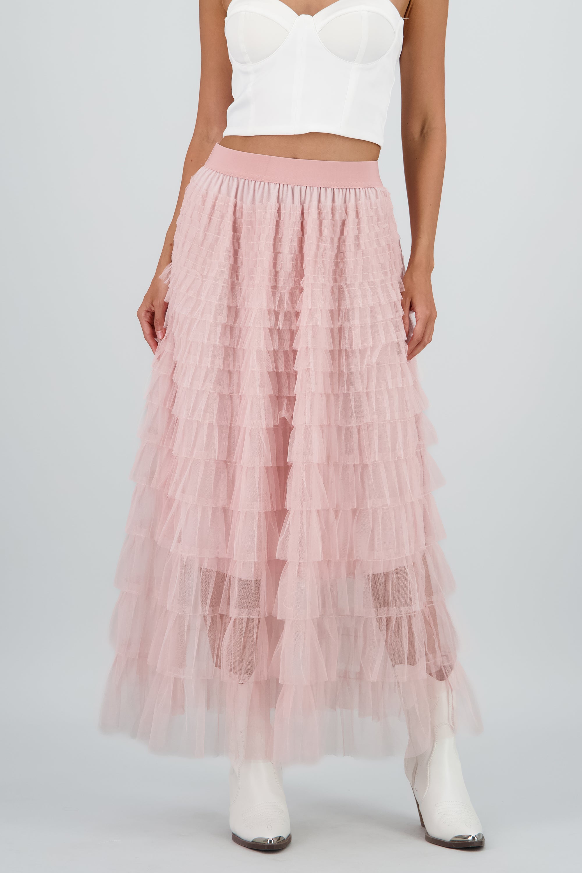 Maxi falda textura PALO DE ROSA