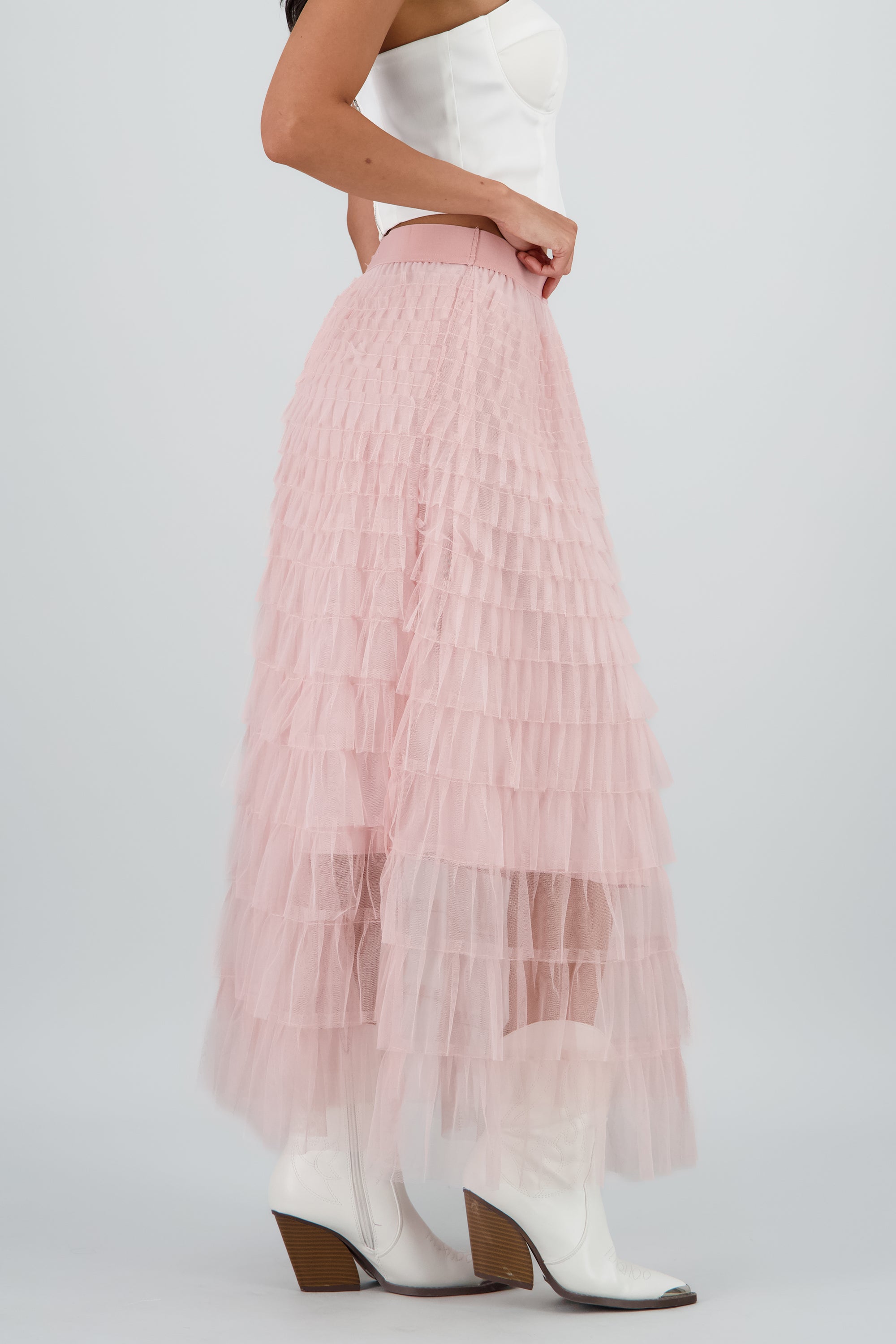 Maxi falda textura PALO DE ROSA