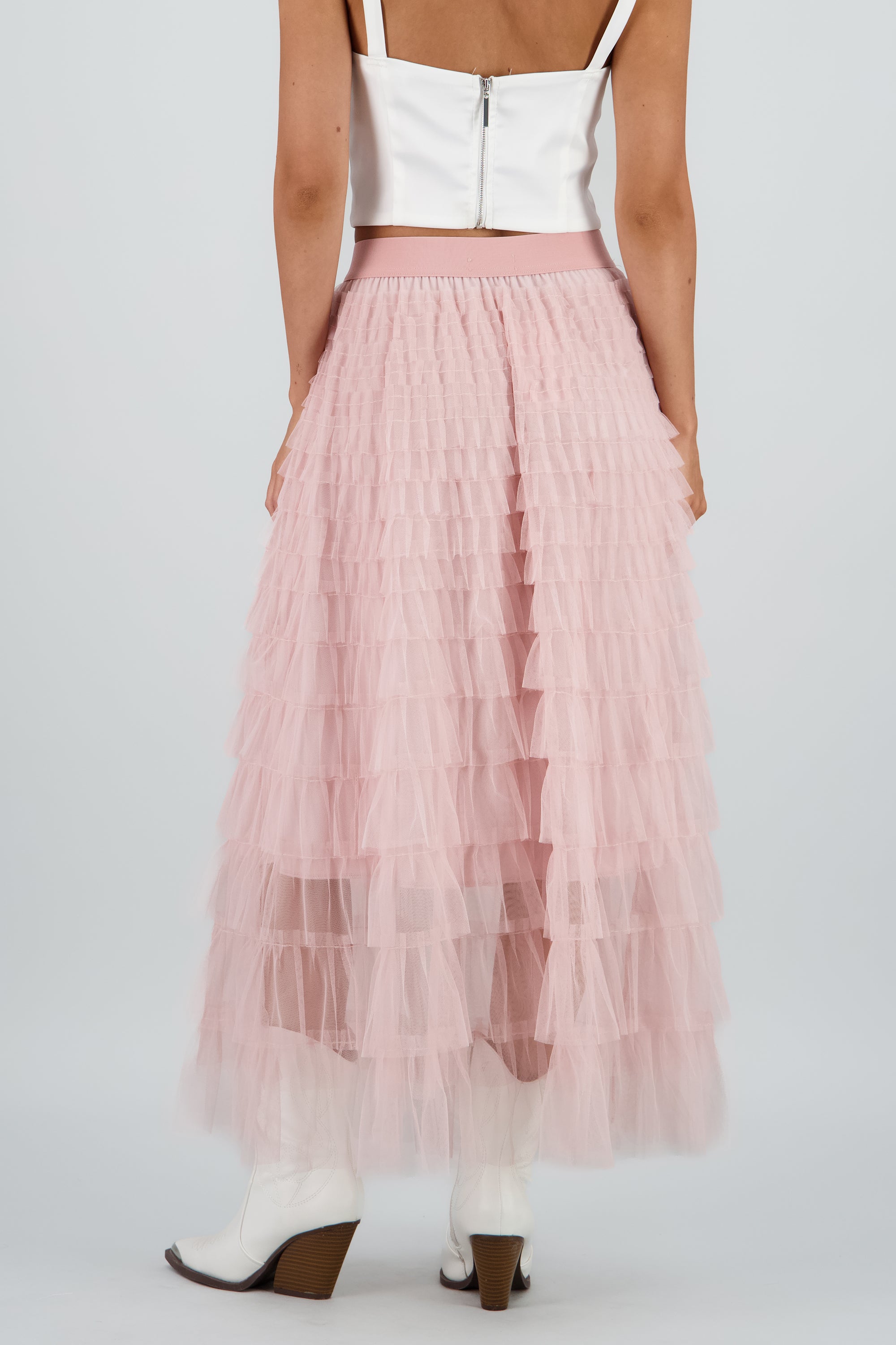 Maxi falda textura PALO DE ROSA